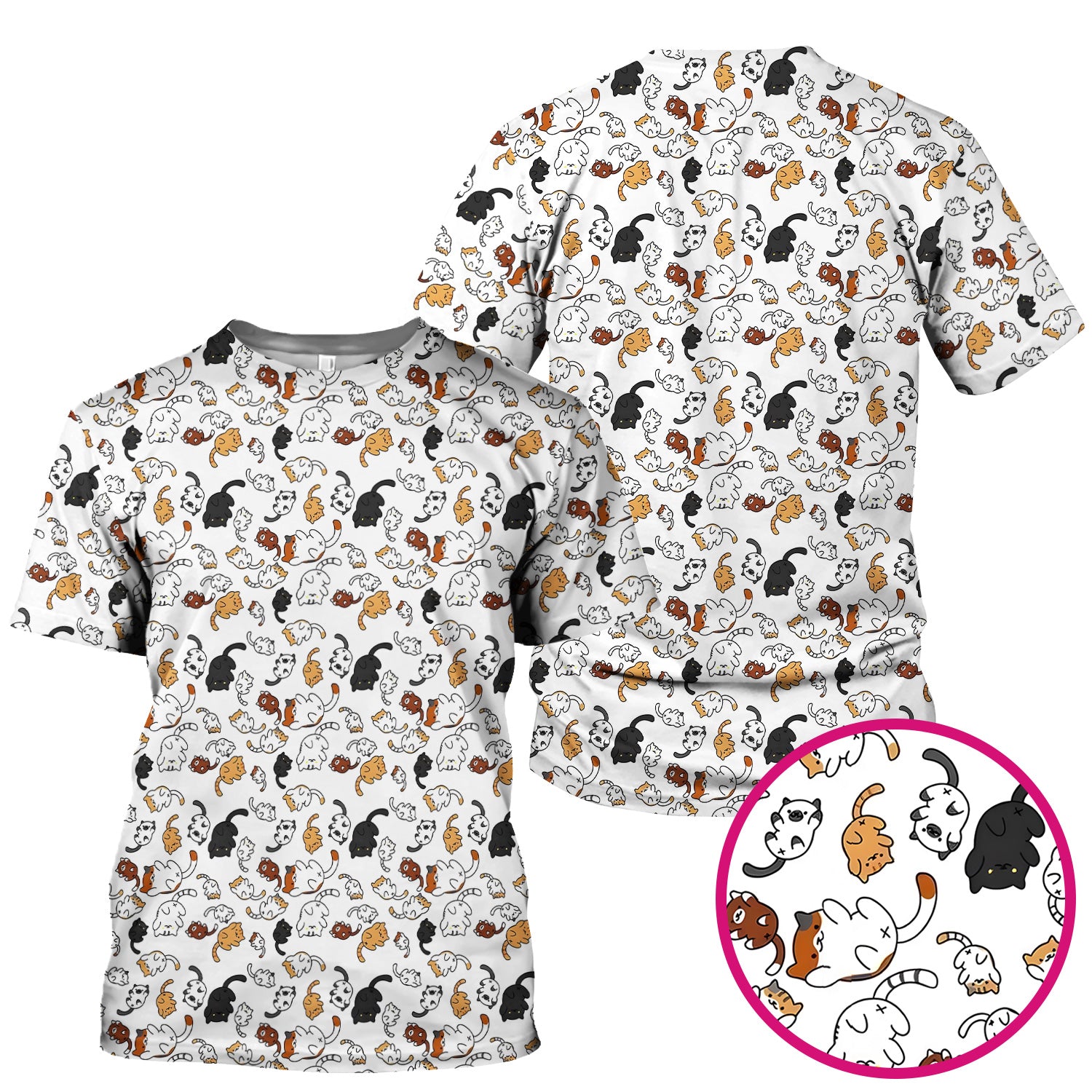 Funny Cat Scrub Top, Cute Cat Pattern Nurse Shirt For Women, Breathable Fabrics Nursing Uniform