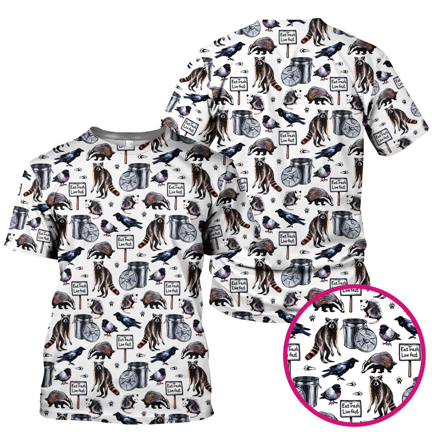 Raccoon And Opossum Eat Trash Live Fast Scrub Top, Breathable Fabrics Nursing Uniform