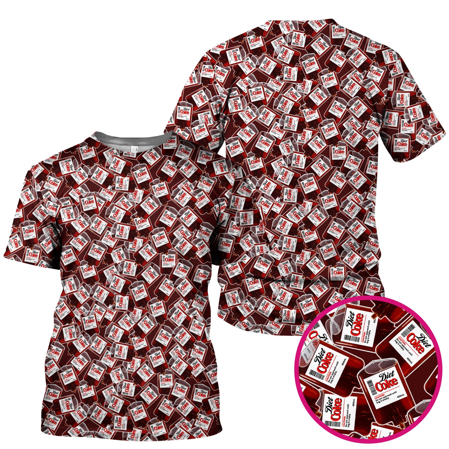 Vintage Soda Bottle Print V Neck Scrub Top for Nurses, Red Medical Uniform