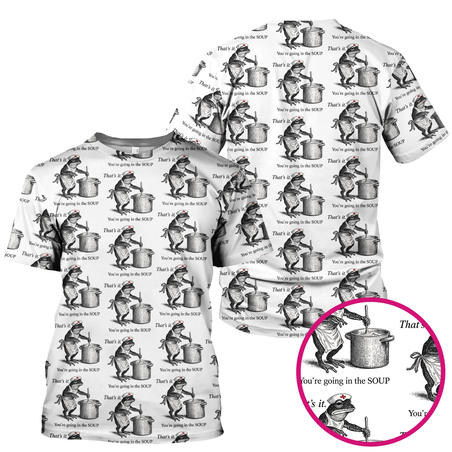 Funny Nurse Frog Cooking Soup Vintage Pattern Scrub Top, Comfortable Scrubs for Nurses