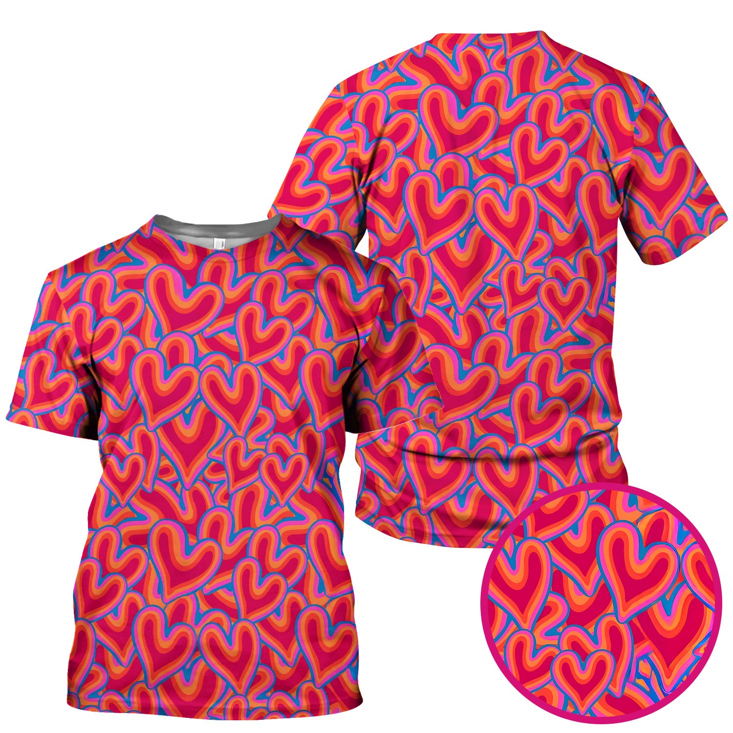 Cute Valentine Nurse Heart Pattern Scrub Top, Comfortable Scrubs For Nurses