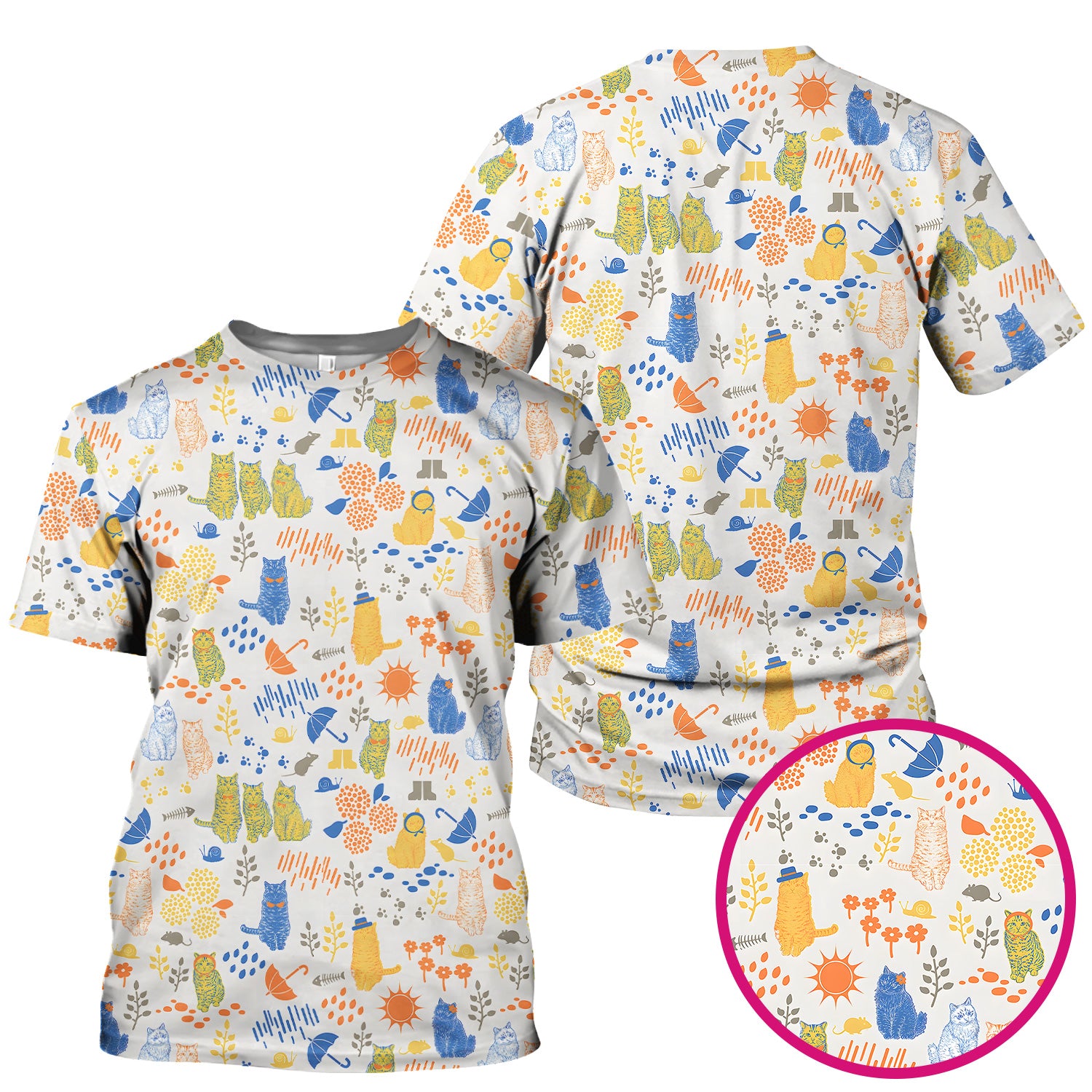 Cozy Rainy Day Cat Lover Nature Nurse Pattern Scrub Top, Comfortable Scrubs for Nurses
