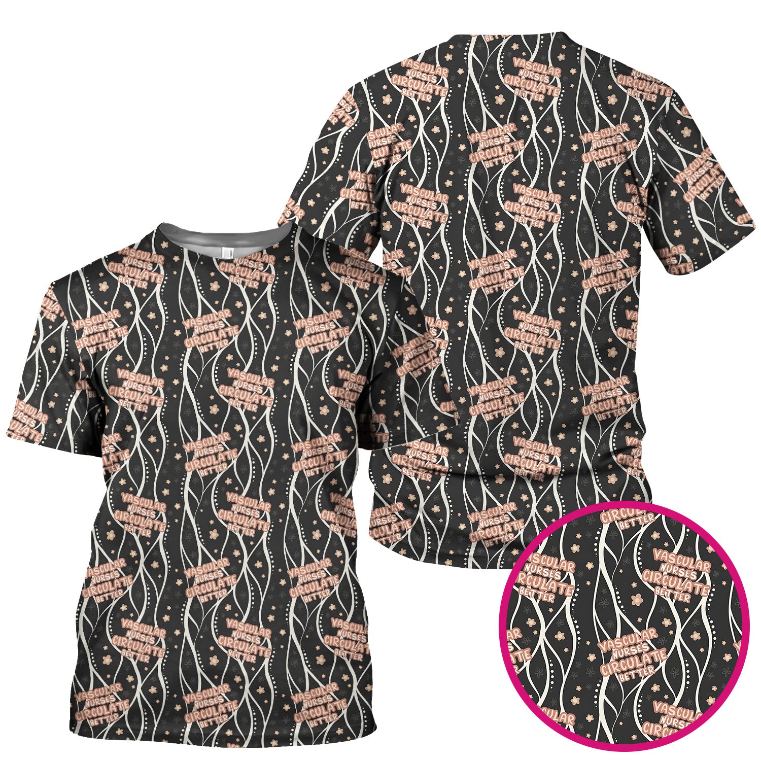 Inspirational Vascular Nurse Circulation Awareness Pattern Scrub Top, Comfortable Scrubs for Nurses
