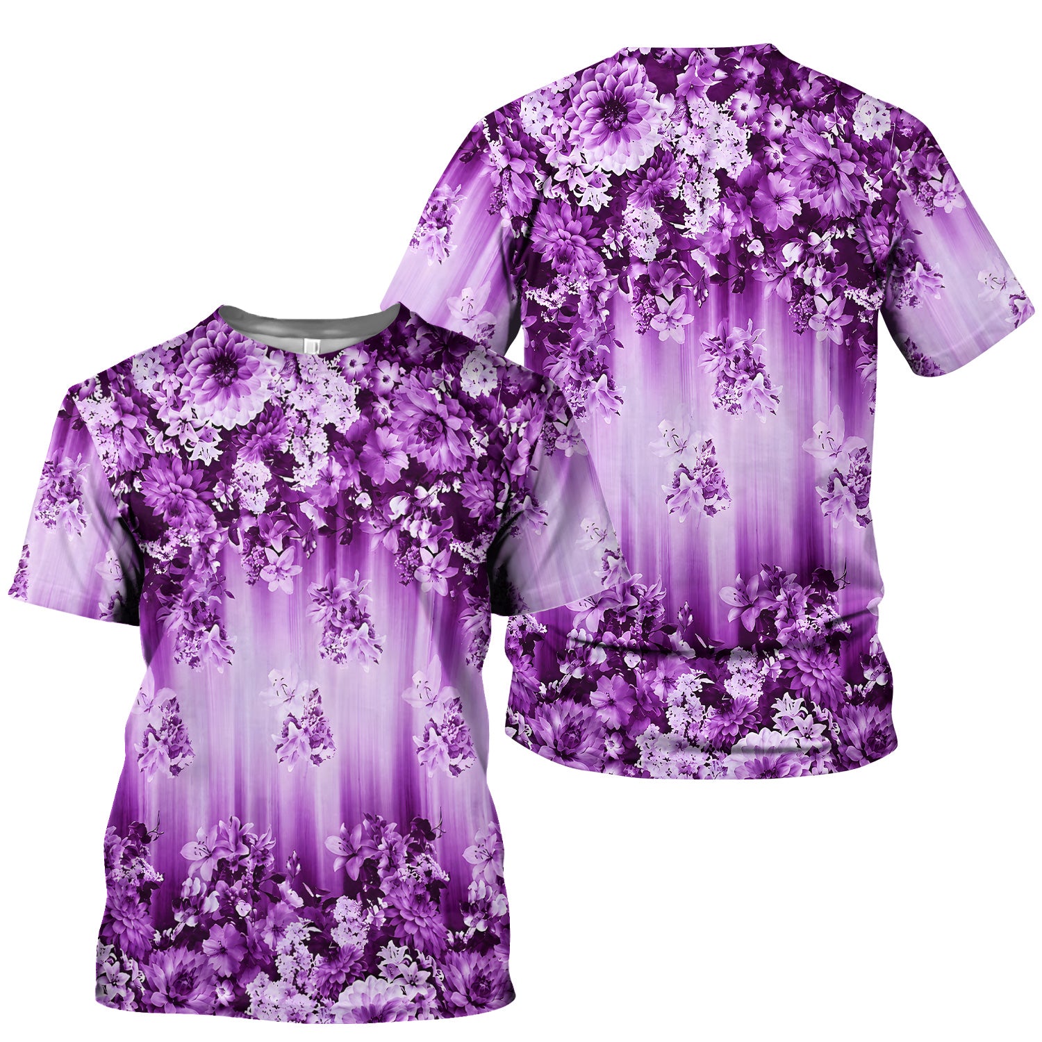 Purple Blossom Garden Pattern Scrub Top, Comfortable Scrubs for Nurses
