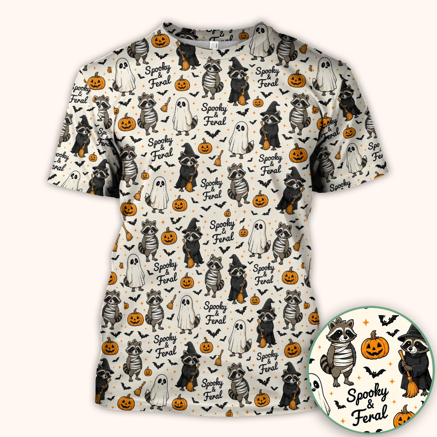 Spooky And Feral Halloween Raccoon Scrub Top, Comfortable Scrubs for Nurses