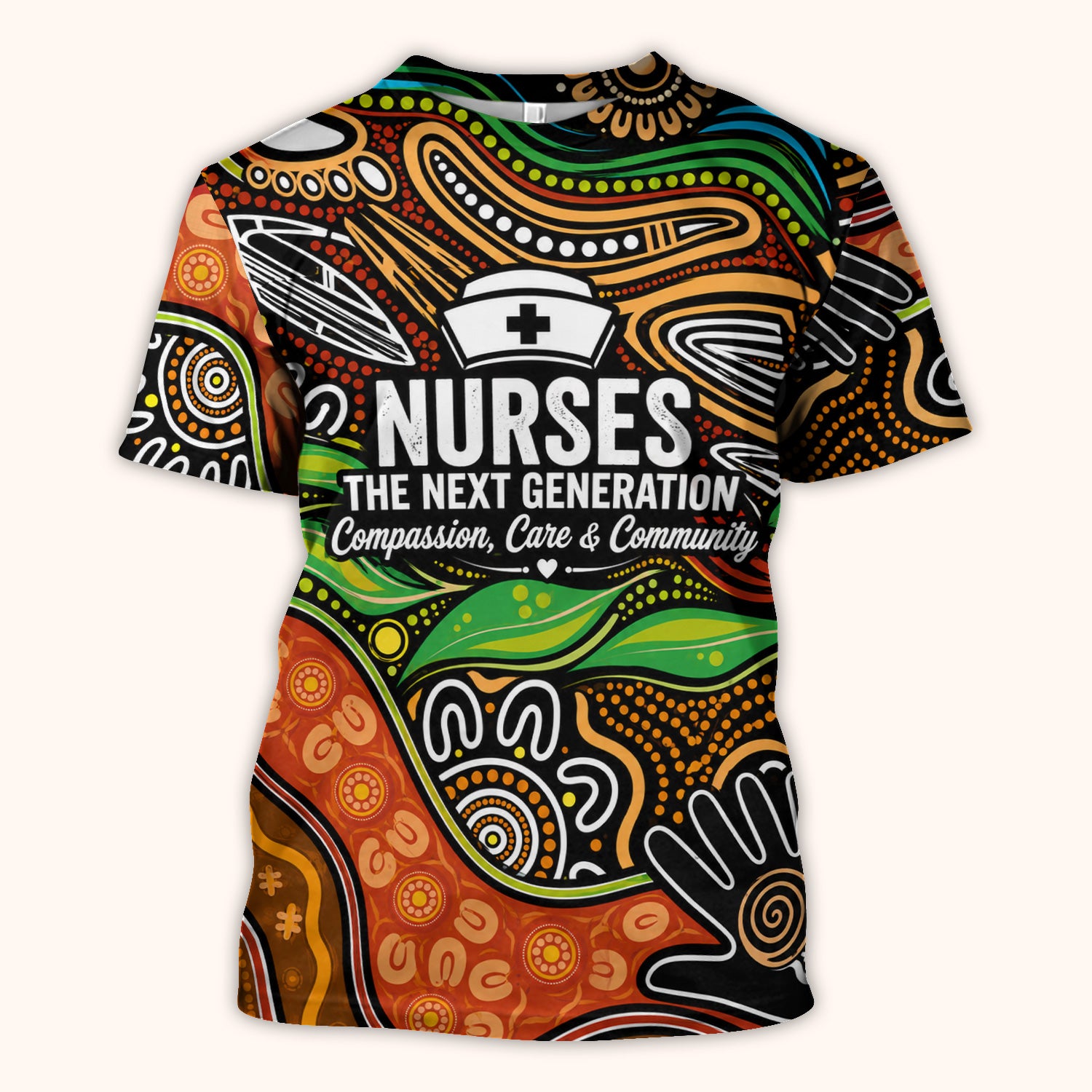Dot Art Nurse Quote Pattern Scrub Top, Comfortable Scrubs for Nurses