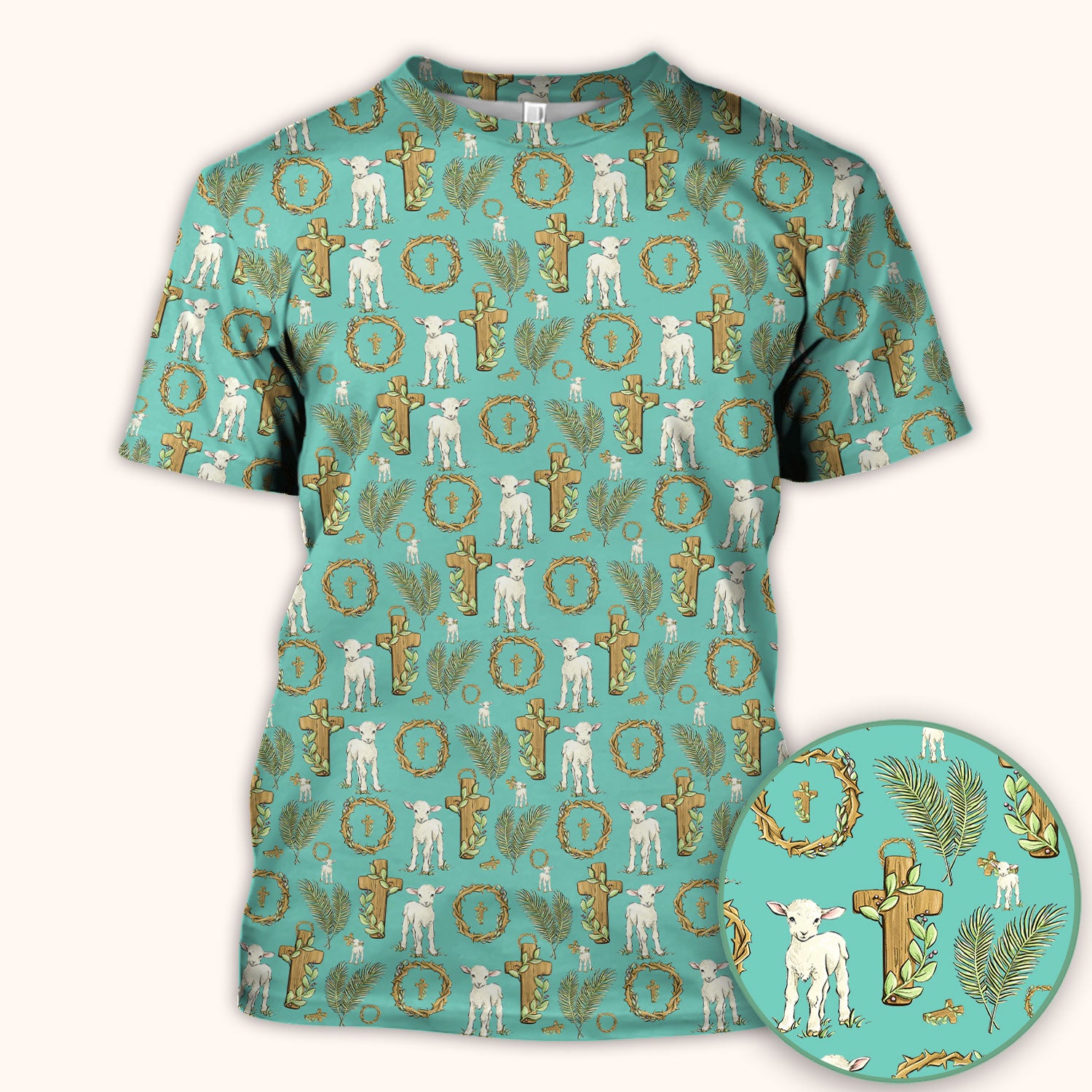 Faith Lamb Cross Pattern Scrub Top, Comfortable Scrubs for Nurses