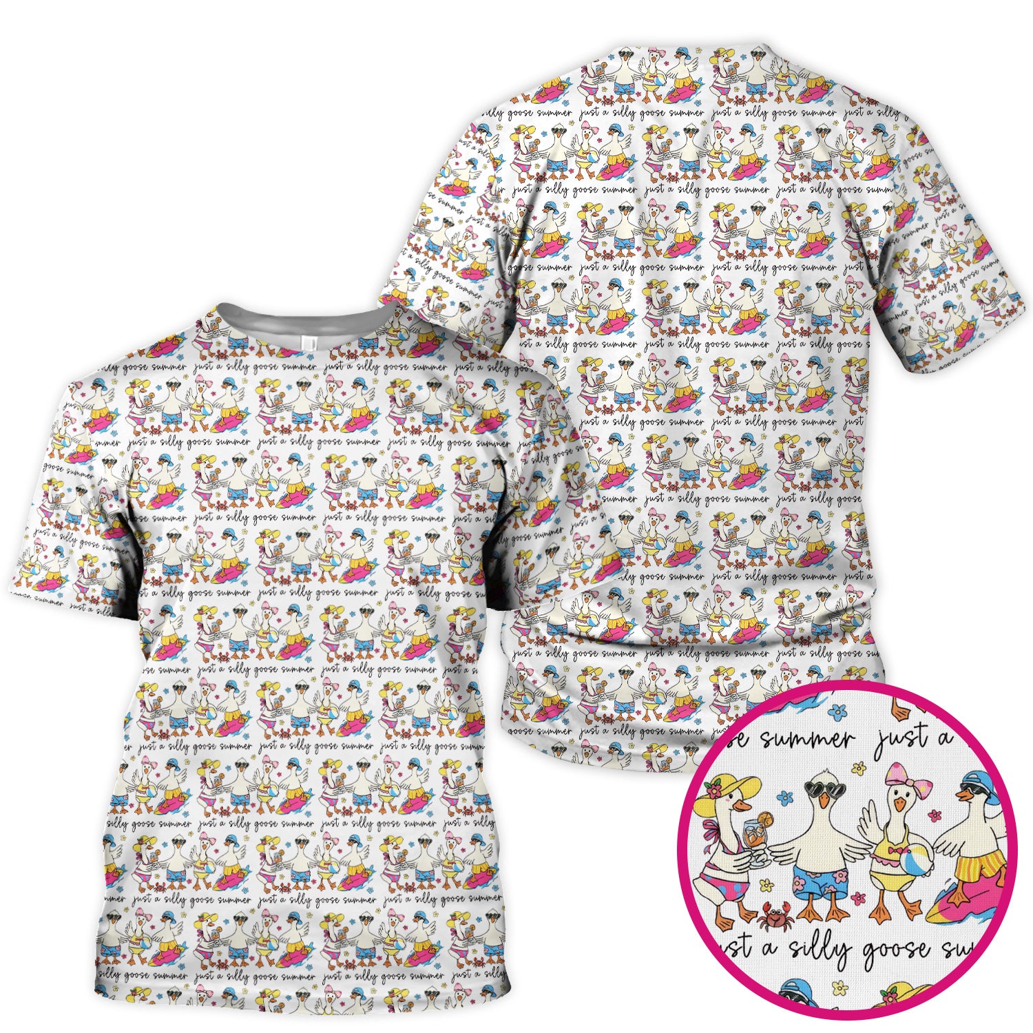 Funny Goose Summer Beach Pattern Scrub Top, Comfortable Scrubs for Nurses