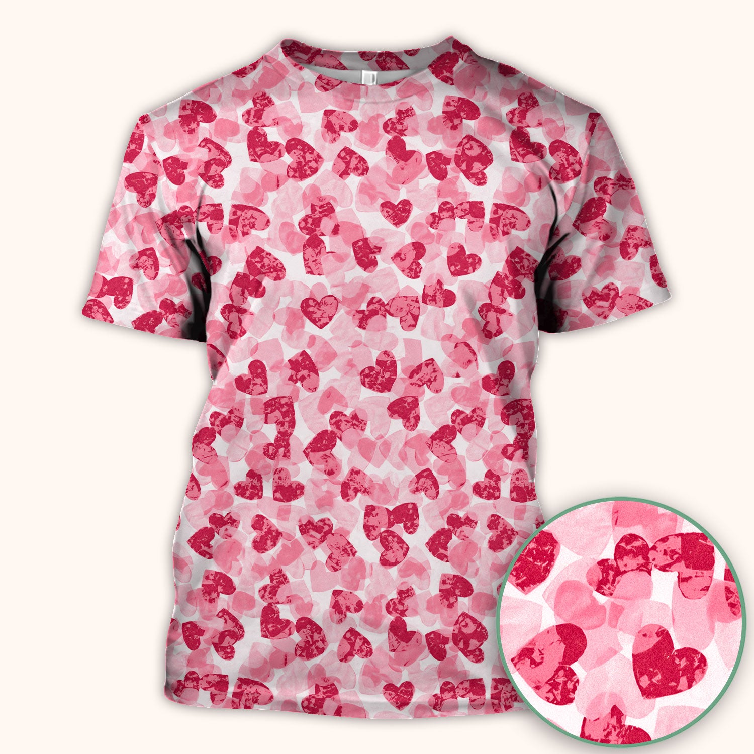 Valentine Heart Pattern Medical Scrub Top, Comfortable Scrubs for Nurses