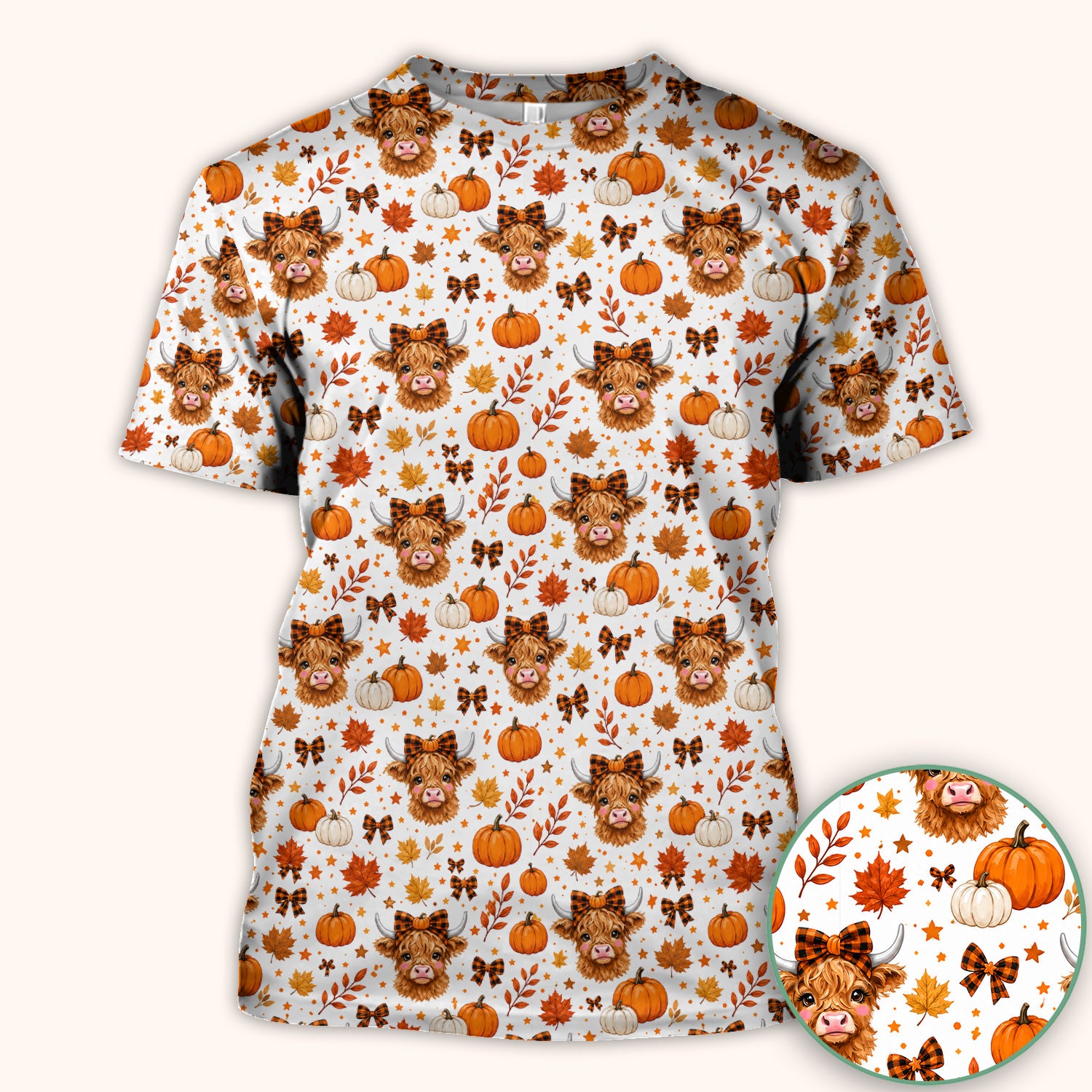 Cute Fall Highland Cow Scrub Top, Comfortable Scrubs for Nurses