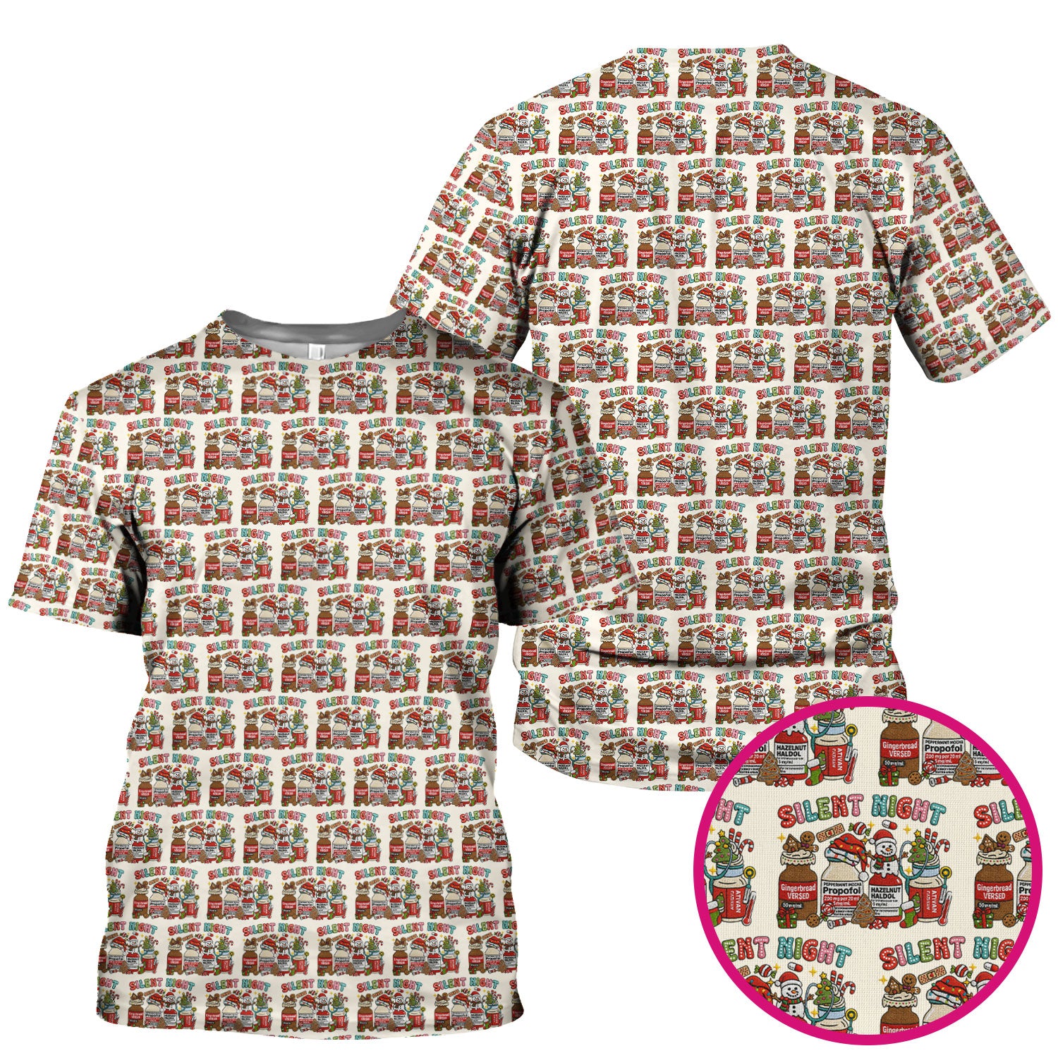 Silent Night Nurse Scrub Top, Funny Christmas Medical Scrub Shirt, Holiday Nursing Uniform