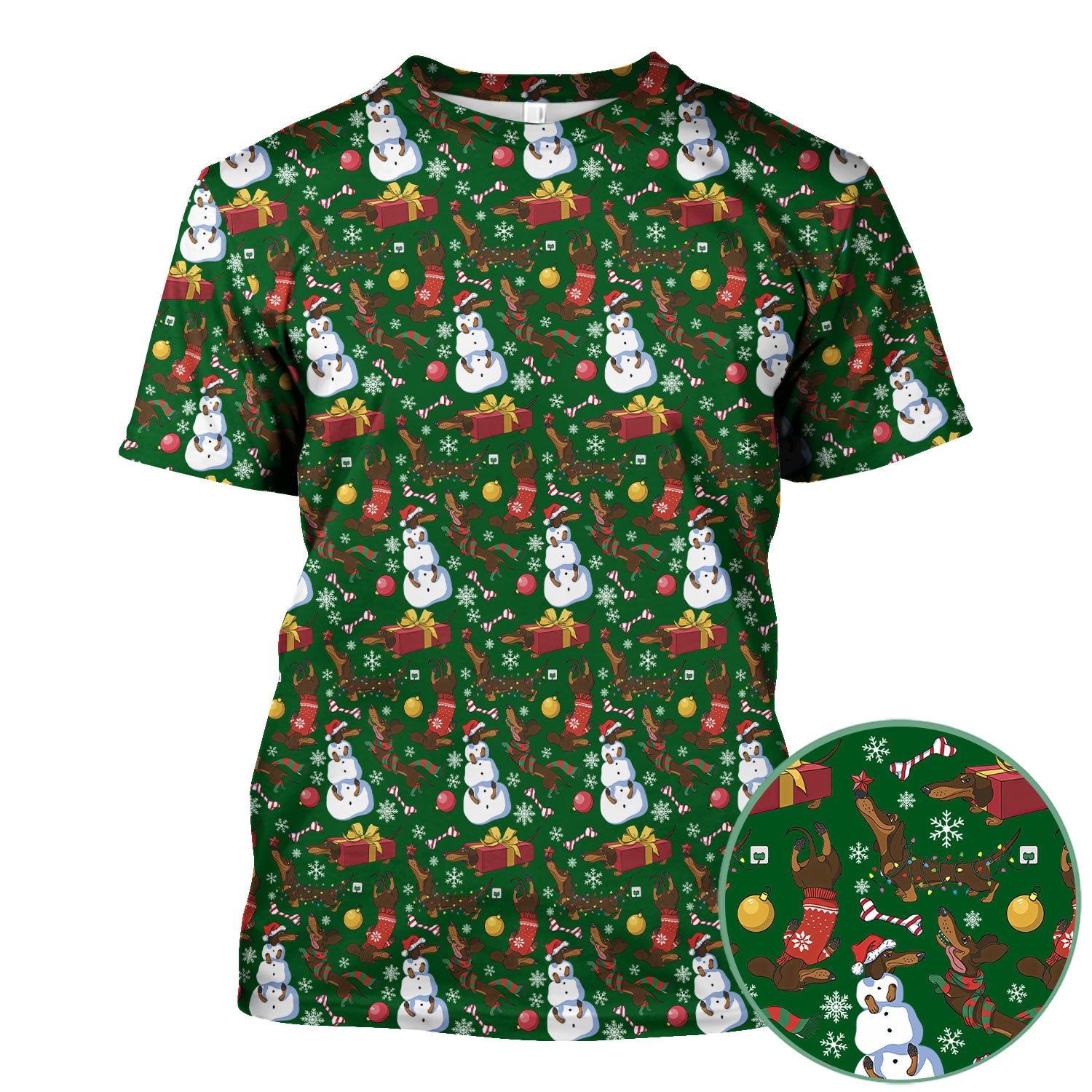 Custom Nurse Scrubs for Women - Christmas Dachshund Dog & Snowman Print - Multi Color Nursing Shirt Holiday Gift for Nurses