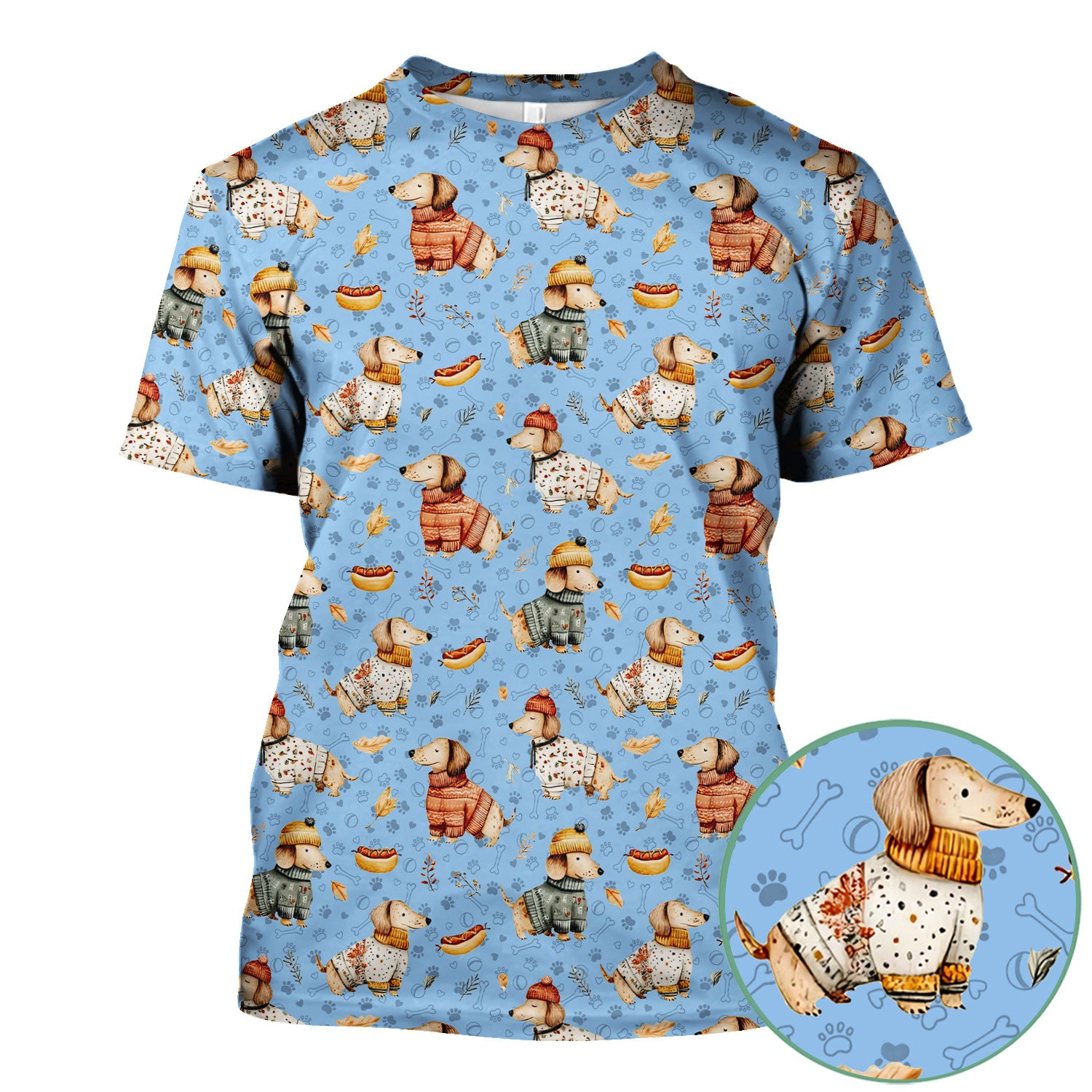 Autumn Dachshund Scrub Top - Cute Wiener Dog Nurse Shirt for Women - Cozy Fall Medical Uniform RN CNA LPN Thanksgiving Gift