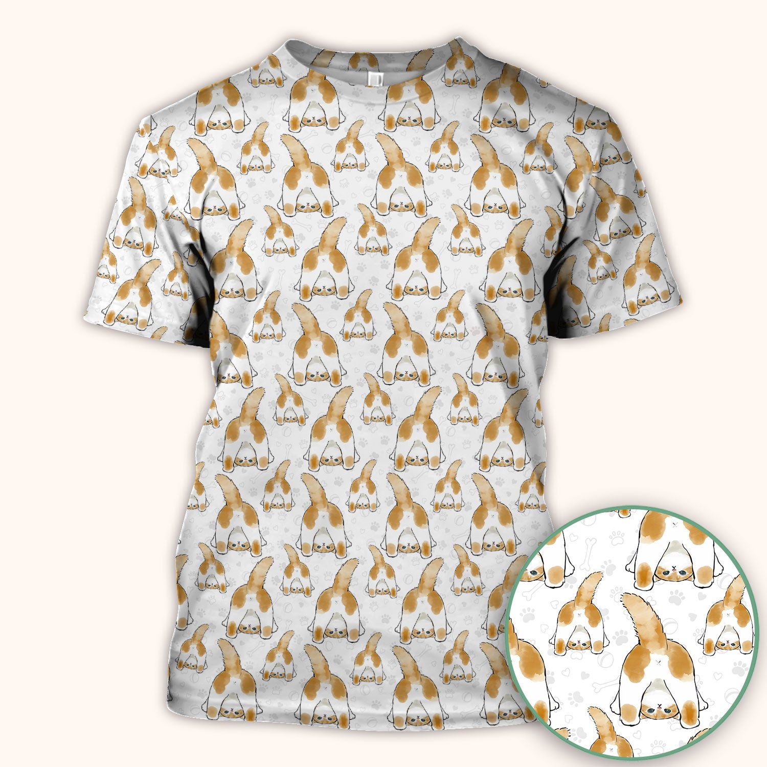 Cute Cat Butt Nurse Scrub Top, Cat Pattern Medical Shirt For Pet Lover, Breathable Fabrics Nursing Uniform
