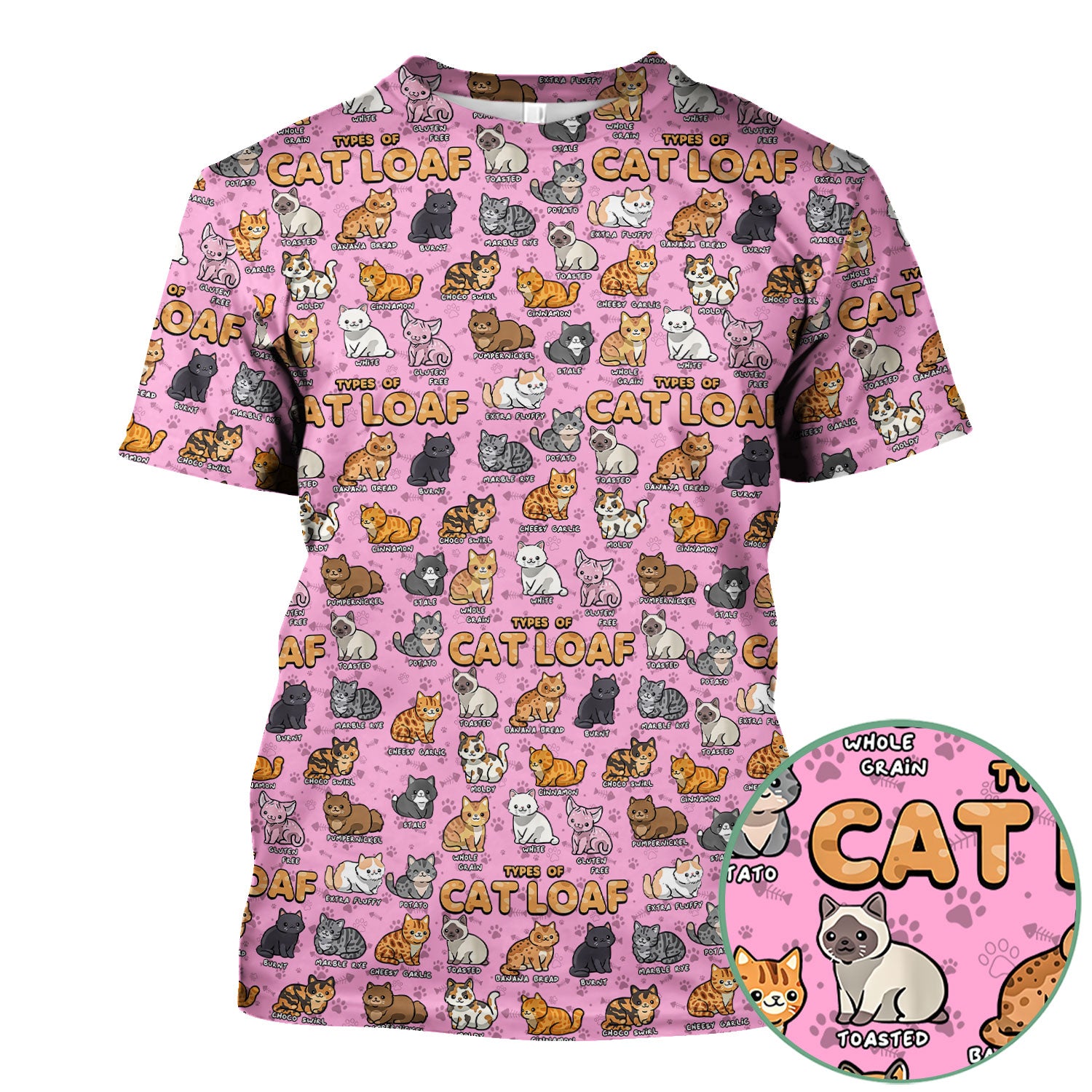 Funny Cat Loaf Scrub Top for Women - Cute Types of Cat Loaf Tee - Cat Lover Nurse Shirt Medical Uniform RN LPN CNA Gift