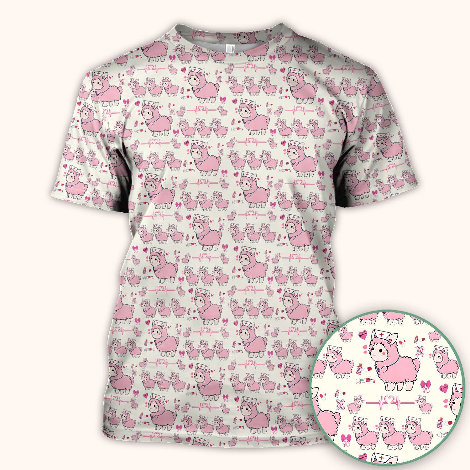 Llama Ain't Got Time For Your Drama Scrub Top, Funny Pattern Scrub Shirt, Breathable Fabrics Nursing Uniform