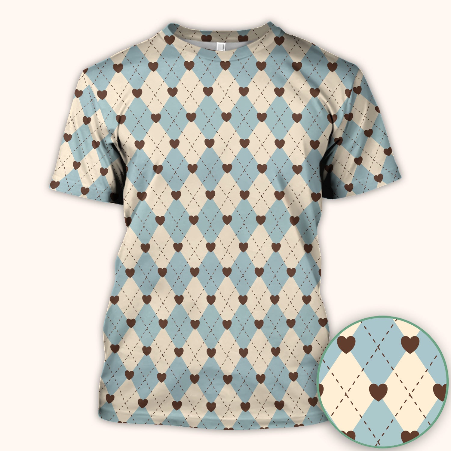Plaid Heart Pattern Scrubs Top, Comfortable Scrubs for Nurses