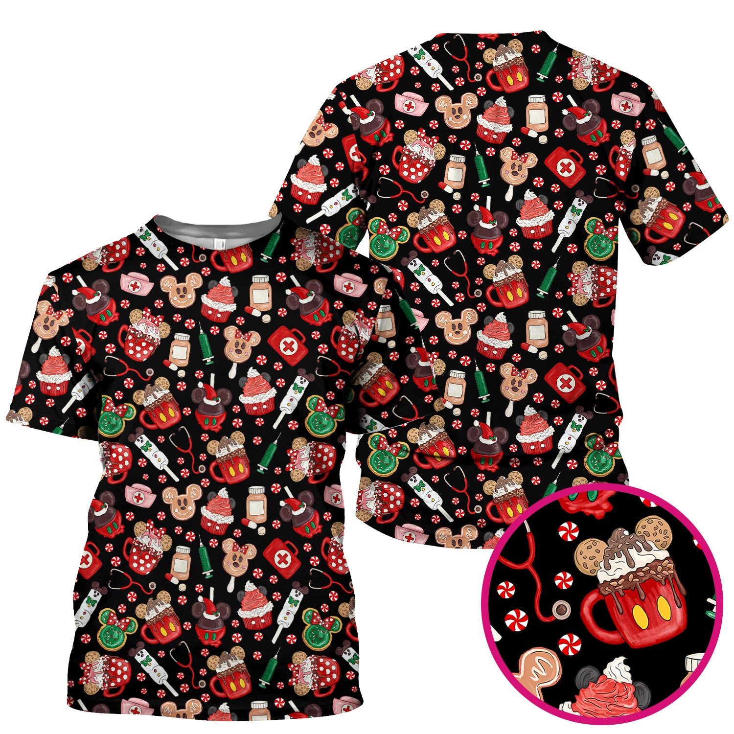 Funny Gingerbread Christmas Scrub Top - Cute Candy Cupcake Nurse Shirt - Holiday Medical Uniform RN CNA LPN