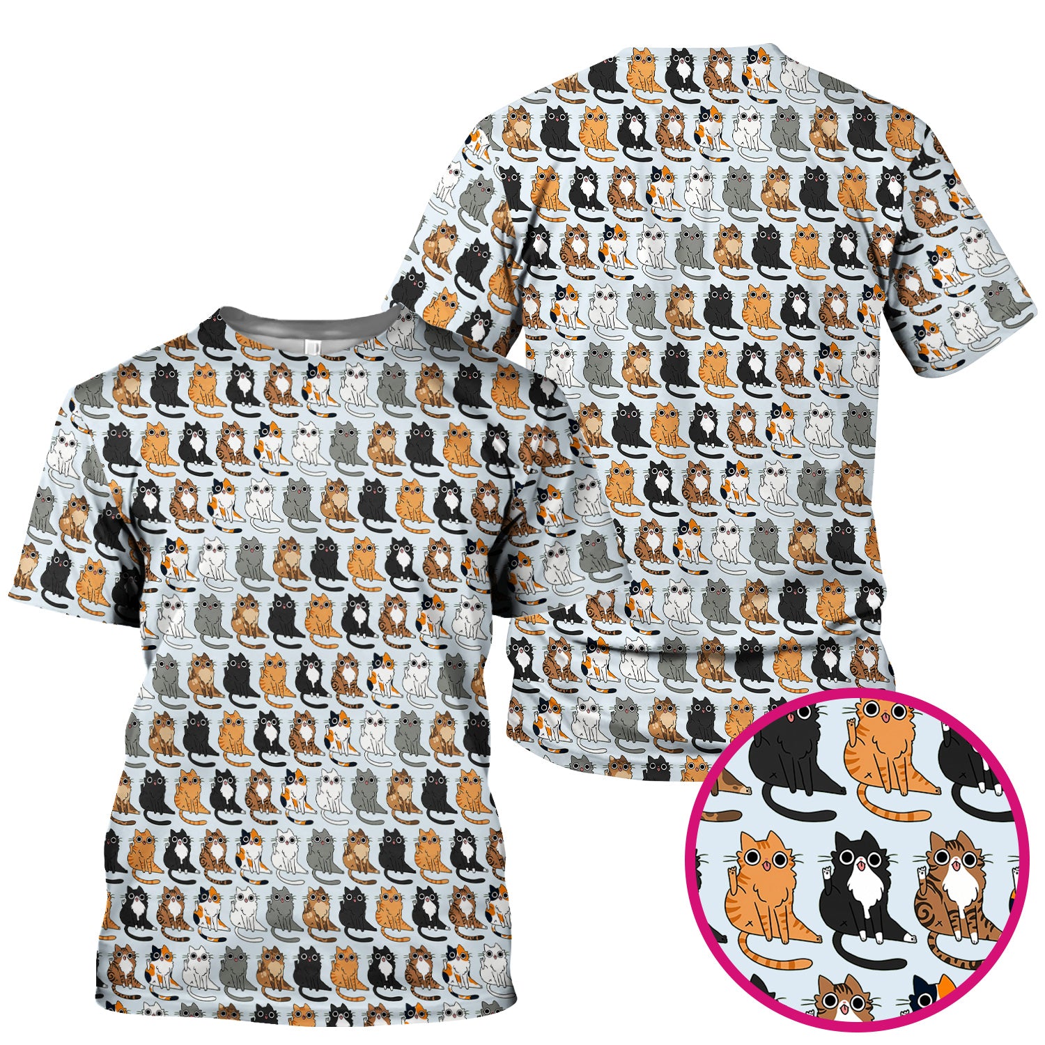 Cute Cartoon Cat Pattern Scrub Top, Comfortable Scrubs for Nurses