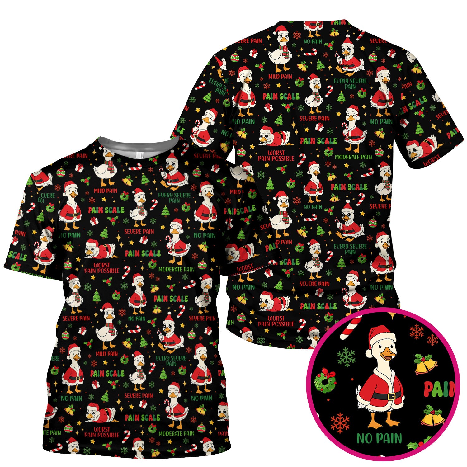 Christmas Nurse Scrub Top - Funny Goose Pain Scale - Cute Holiday Medical Uniform for Women