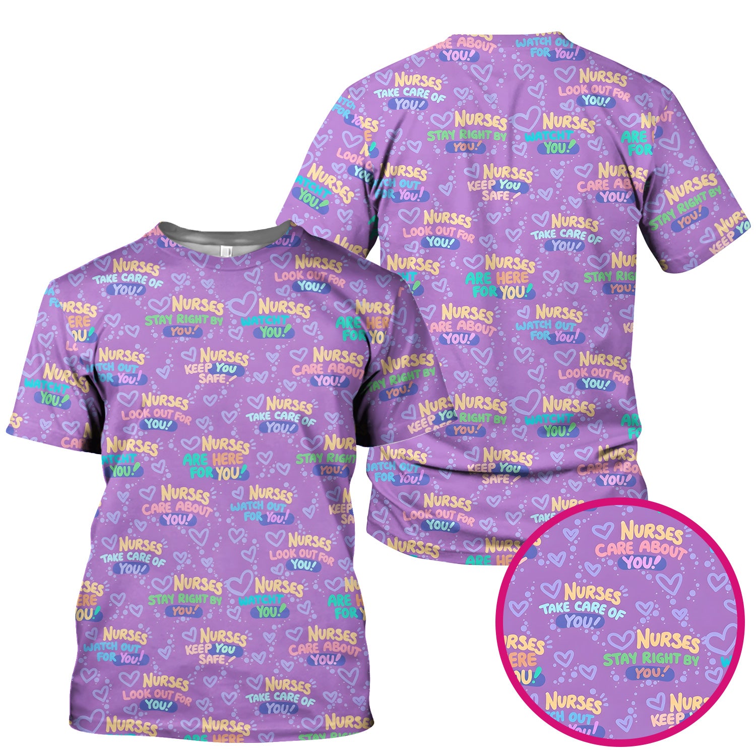 Inspirational Nurse Quote Care Message Pattern Scrub Top, Comfortable Scrubs for Nurses