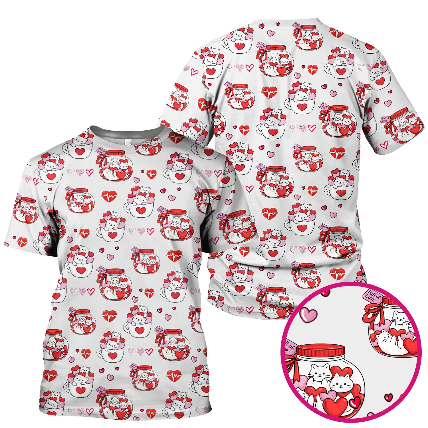 Cute Cat Valentine Nurse Scrub Top, Comfortable Scrubs for Nurses