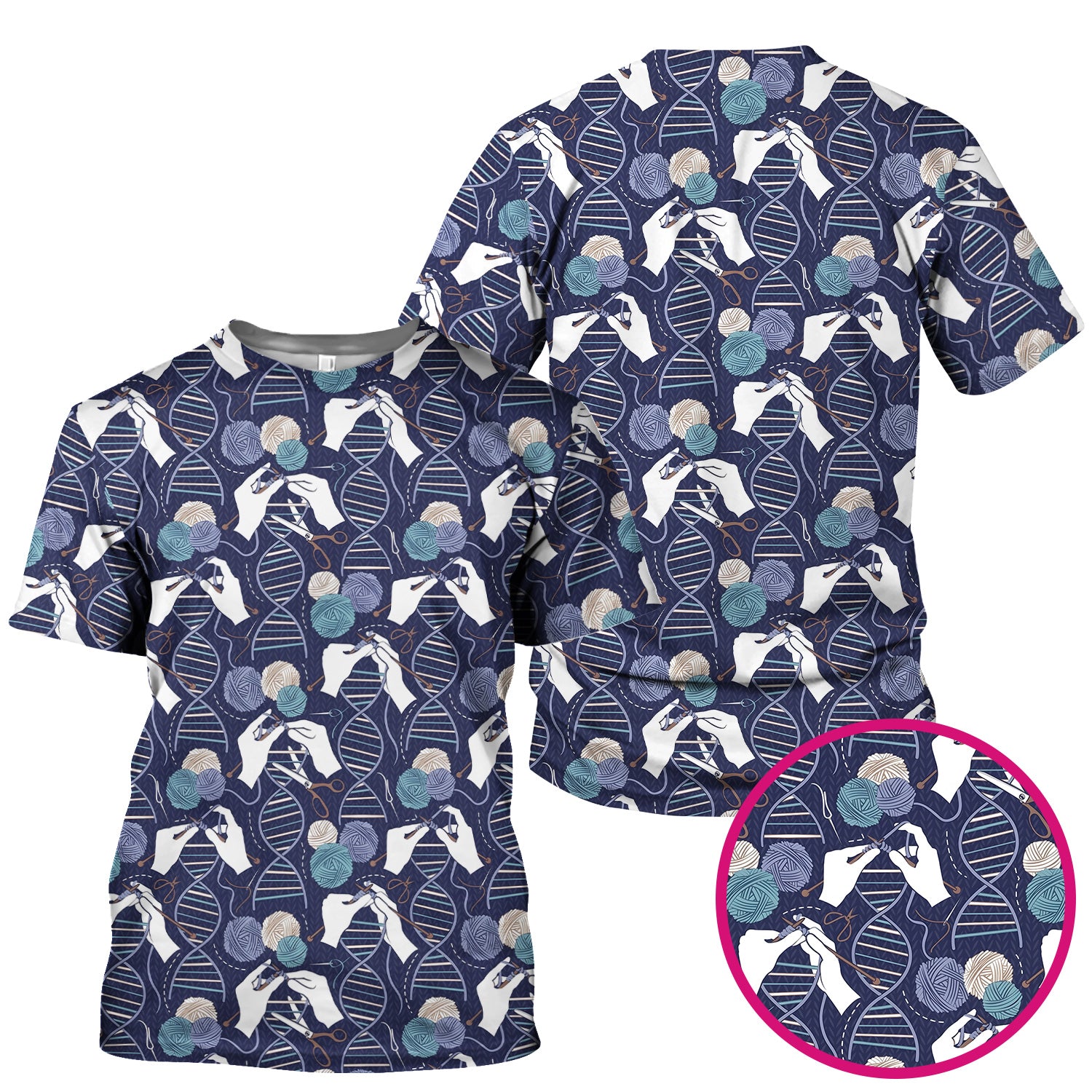 DNA Helix Yarn Pattern Scrub Top, Comfortable Scrubs for Nurses