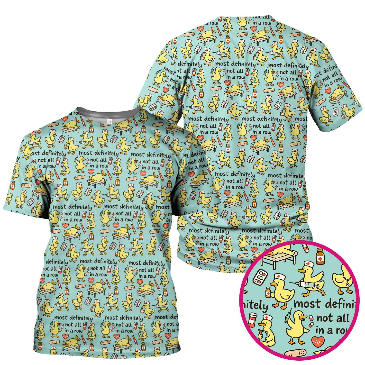 Funny Nurse Duck Medical Humor Pattern Scrub Top, Comfortable Scrubs for Nurses