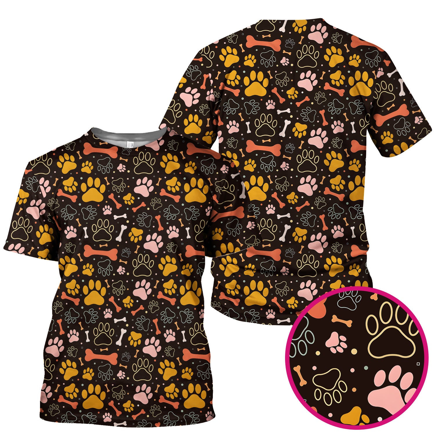 Cute Paw Print Dog Pattern Scrub Top, Comfortable Scrubs for Nurses