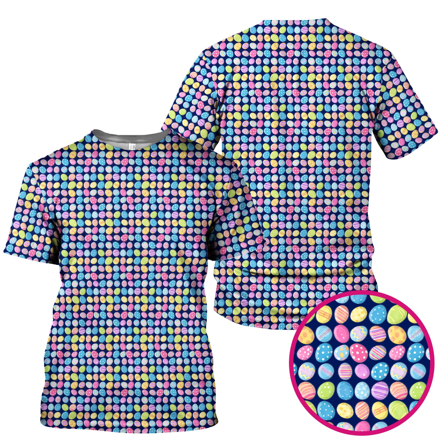Colorful Easter Eggs Pattern Scrub Top, Comfortable Scrubs for Nurses