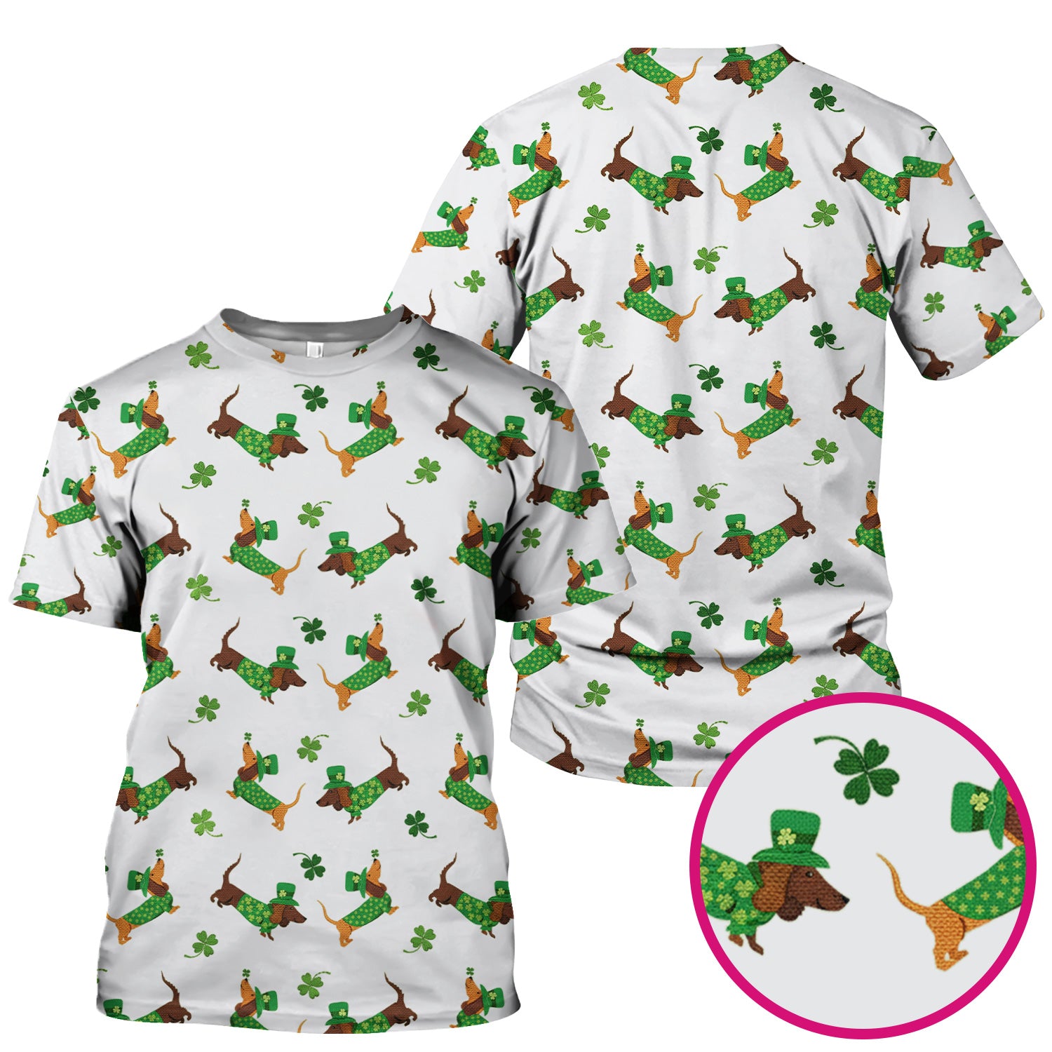 St. Patrick’s Day Dachshund Scrub Top, Funny Wiener Dog Nurse Shirt, Breathable Fabrics Nursing Uniform