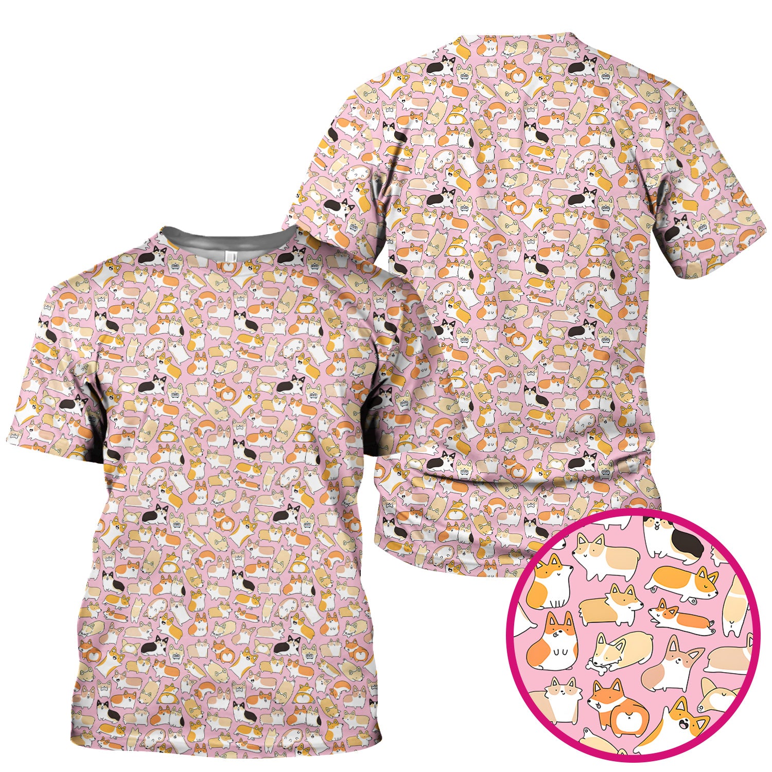 Cute Corgi Dog All Over Print Scrub Top, Comfortable Scrubs for Nurses