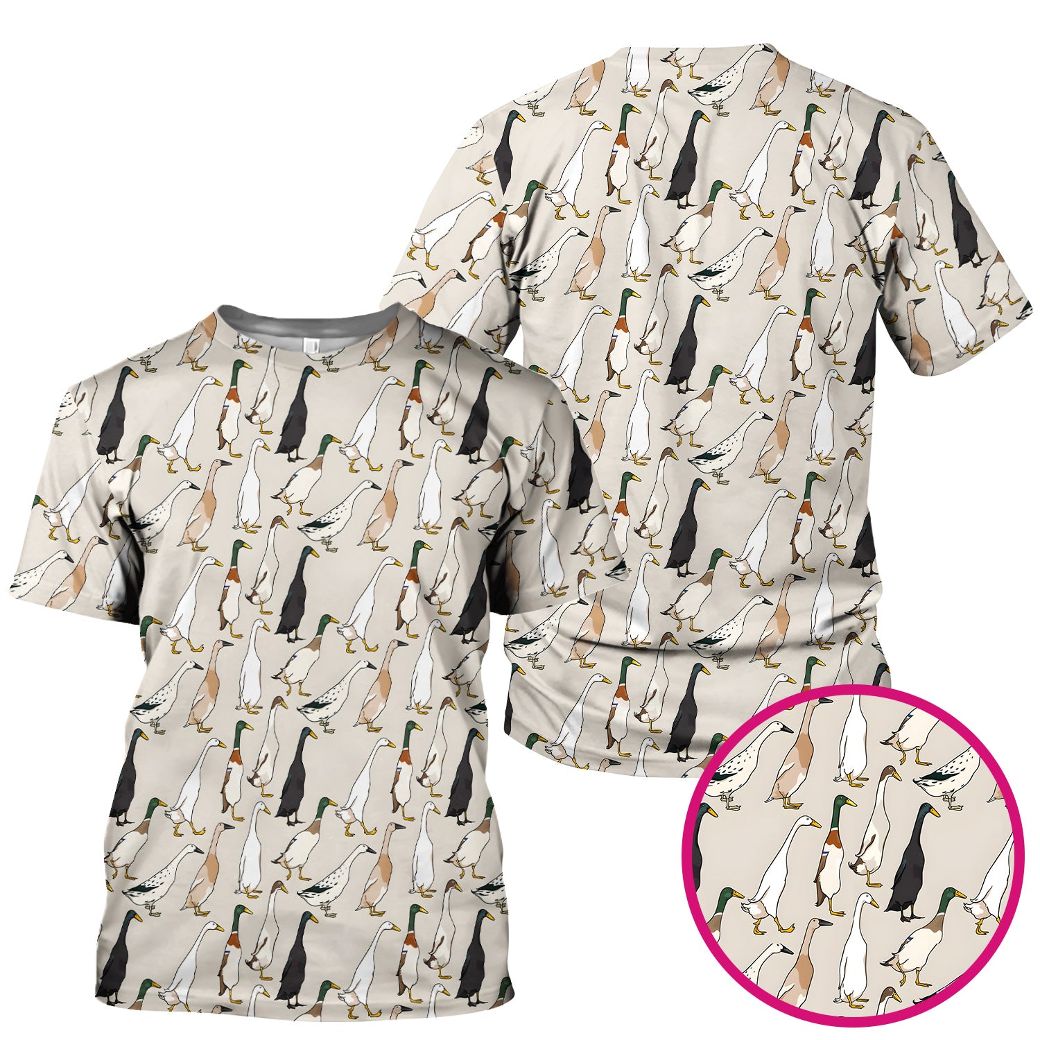 Duck Farm Animal Pattern Scrub Top Scrub Top, Breathable Fabrics Nursing Uniform