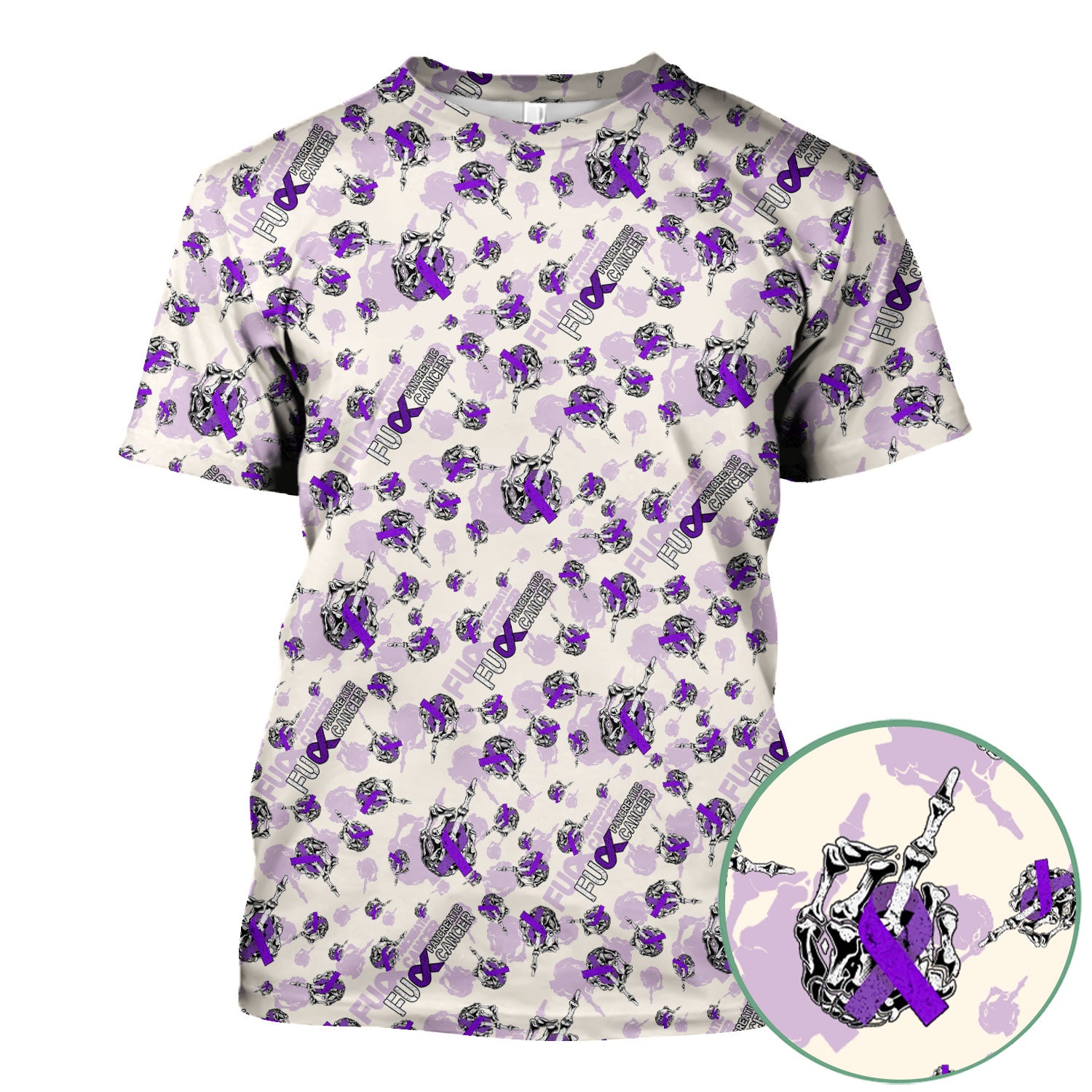 Pancreatic Cancer Awareness Scrub Top - Fuck Cancer Purple Ribbon Nurse Shirt - Strong Gift Idea for Survivors, Fighters & Supporters