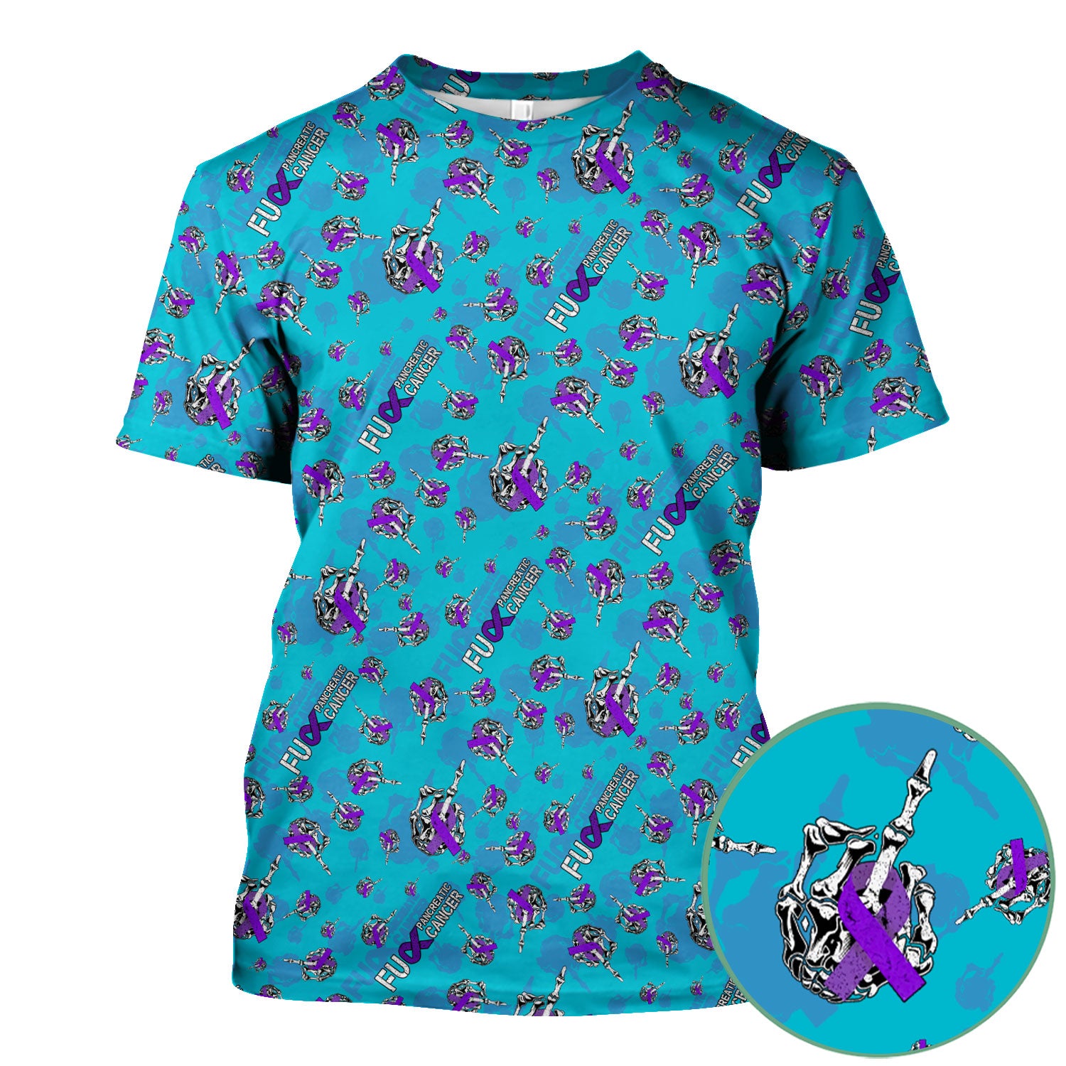 Fuck Pancreatic Cancer Scrub Top - Purple Ribbon Awareness Nurse Shirt - Bold Medical Uniform Gift for Cancer Support Fighters