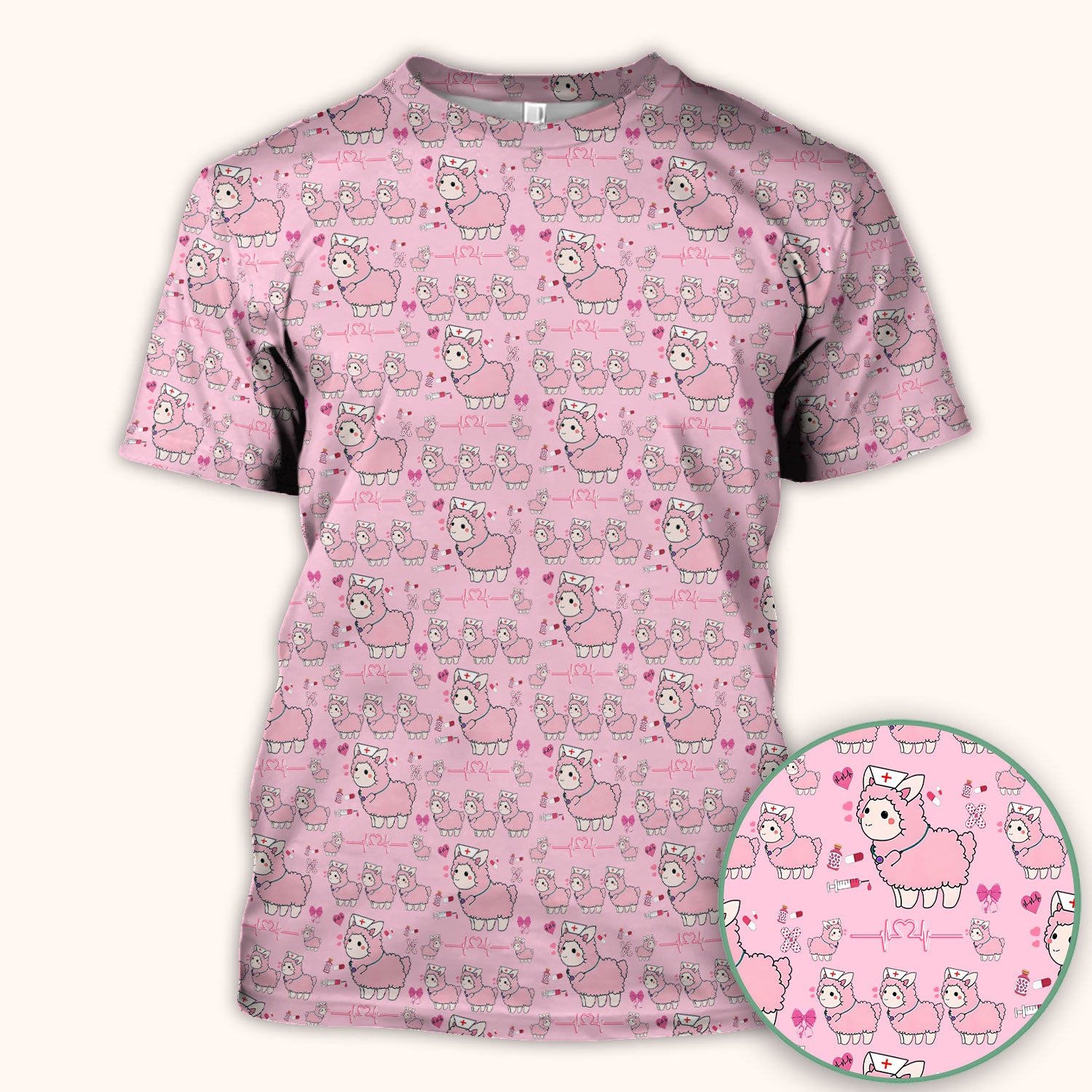 Llama Ain't Got Time For Your Drama Scrub Top, Funny Pattern Scrub Shirt, Breathable Fabrics Nursing Uniform