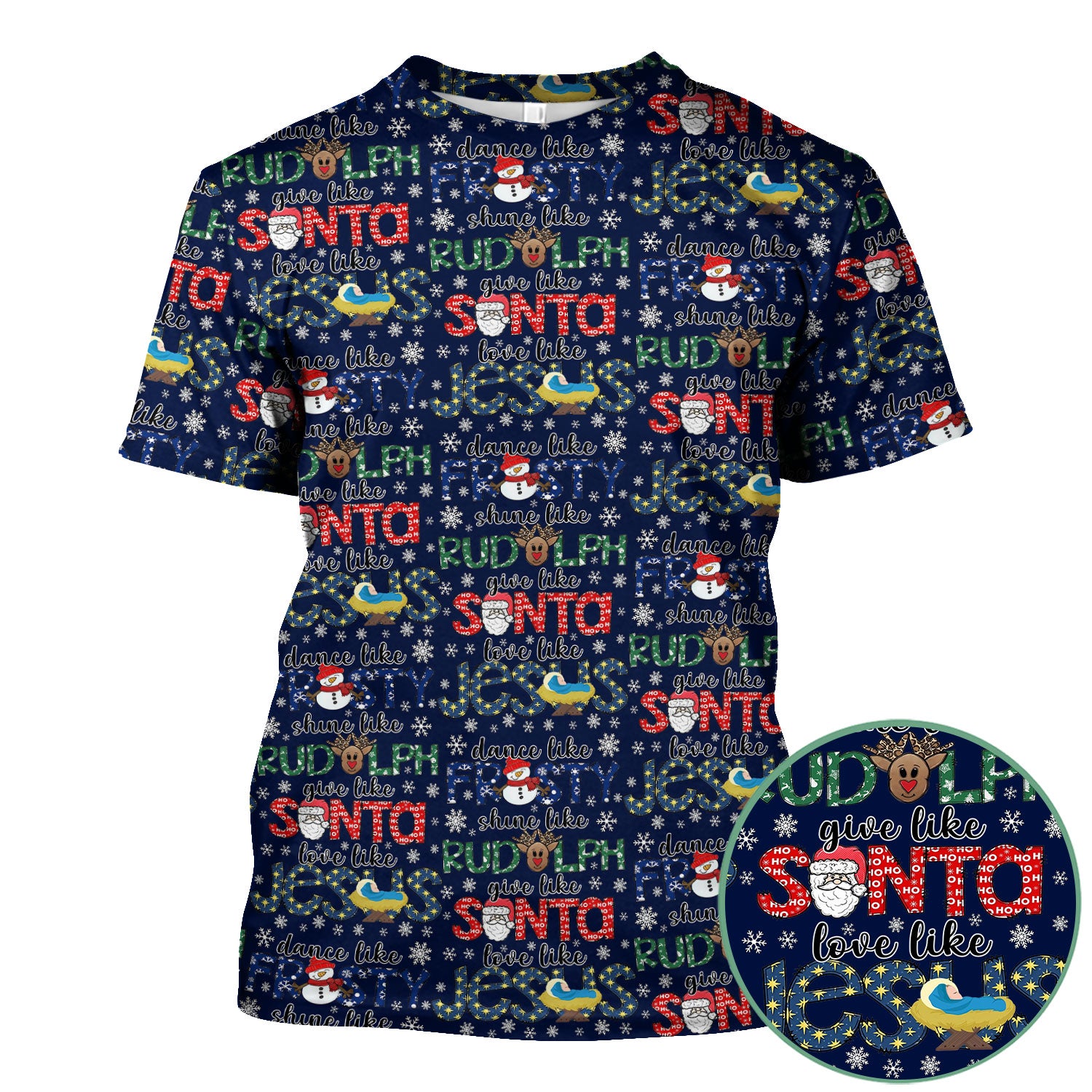 Xmas Rudolph Comfortable Scrubs for Nurses - God Santa Shirt - Breathable Fabrics Nursing Uniform Gift for RN CNA LPN