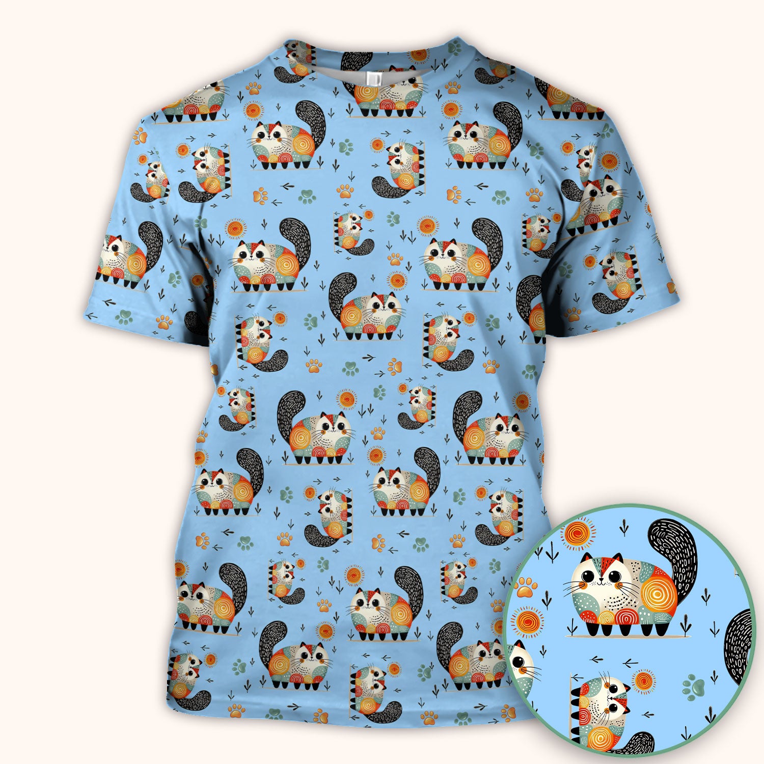 Playful Cat Illustration Nurse Scrub Top, Comfortable Scrubs for Nurses
