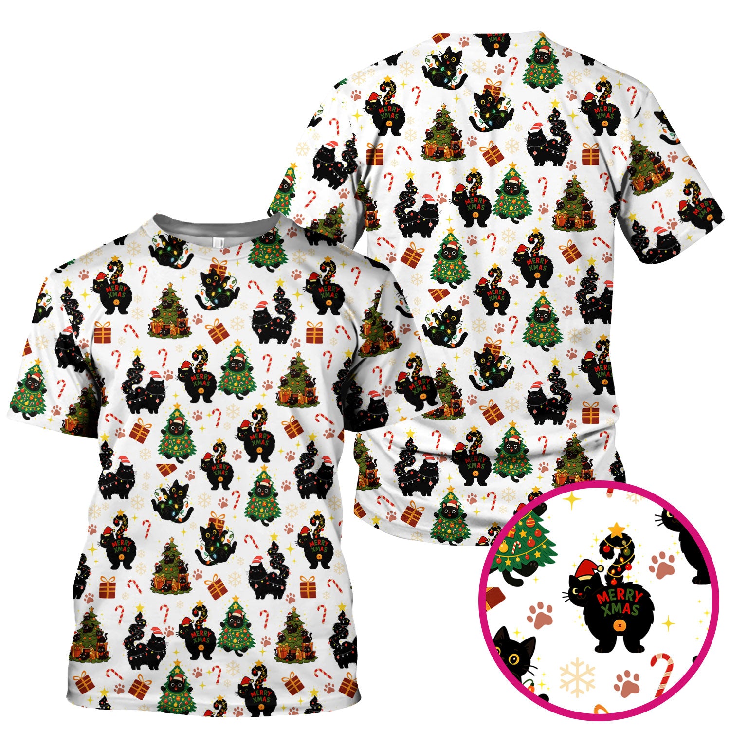 Funny Cat Print Nurse Scrub Top - Christmas Medical Shirt for Women & Men - Cute Holiday Gift Idea for RN CNA Doctor Scrubs