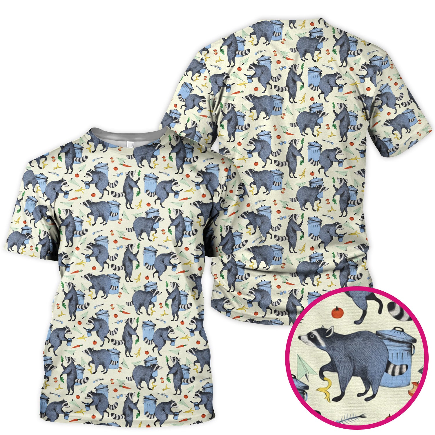 Funny Nurse Raccoon Eating Trash Banana Scrub Top, Breathable Fabrics Nursing Uniform