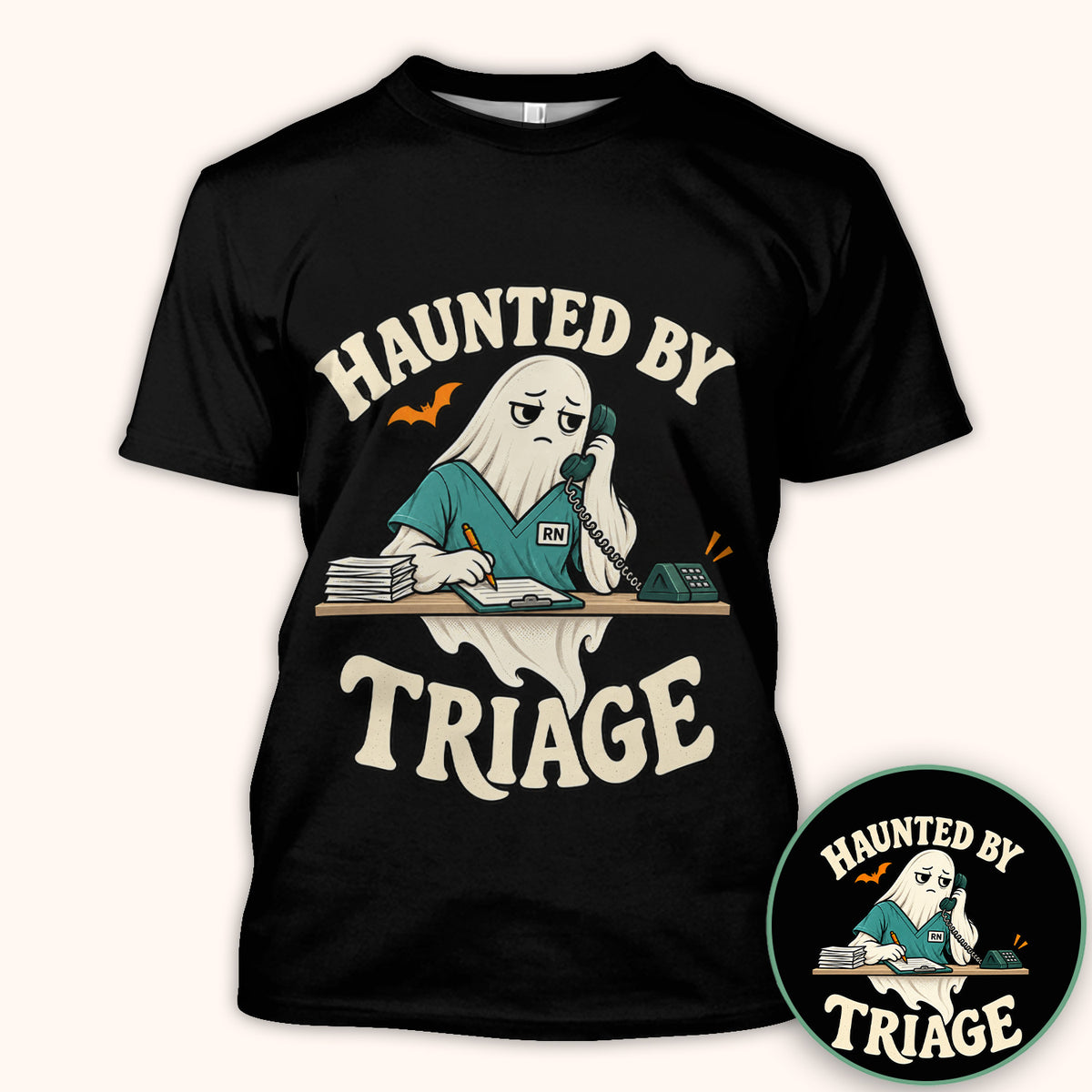Funny Halloween Triage Nurse Ghost T-Shirt