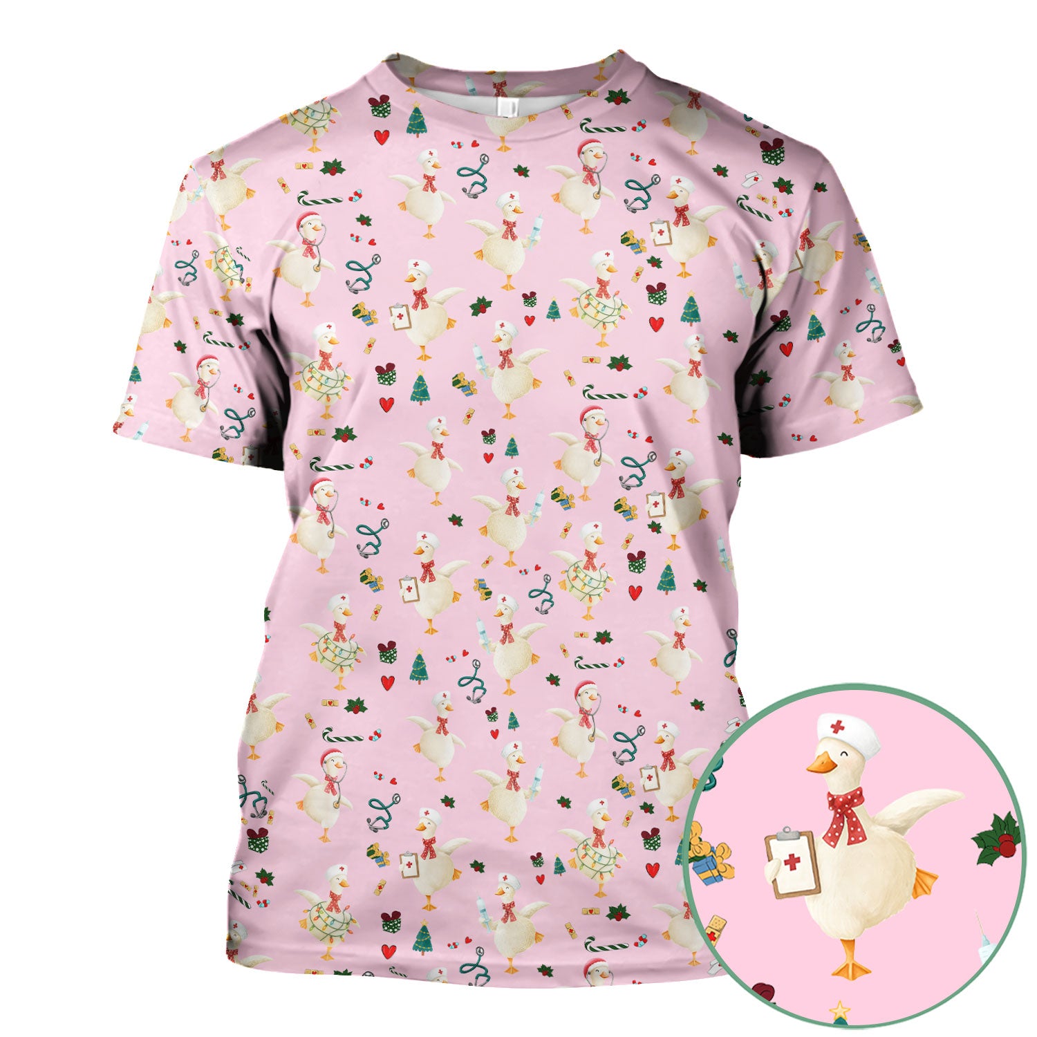 Christmas Goose Nurse Scrub - Funny Holiday RN Shirt - Cute Medical Staff Xmas Top - Nursing Student Gift