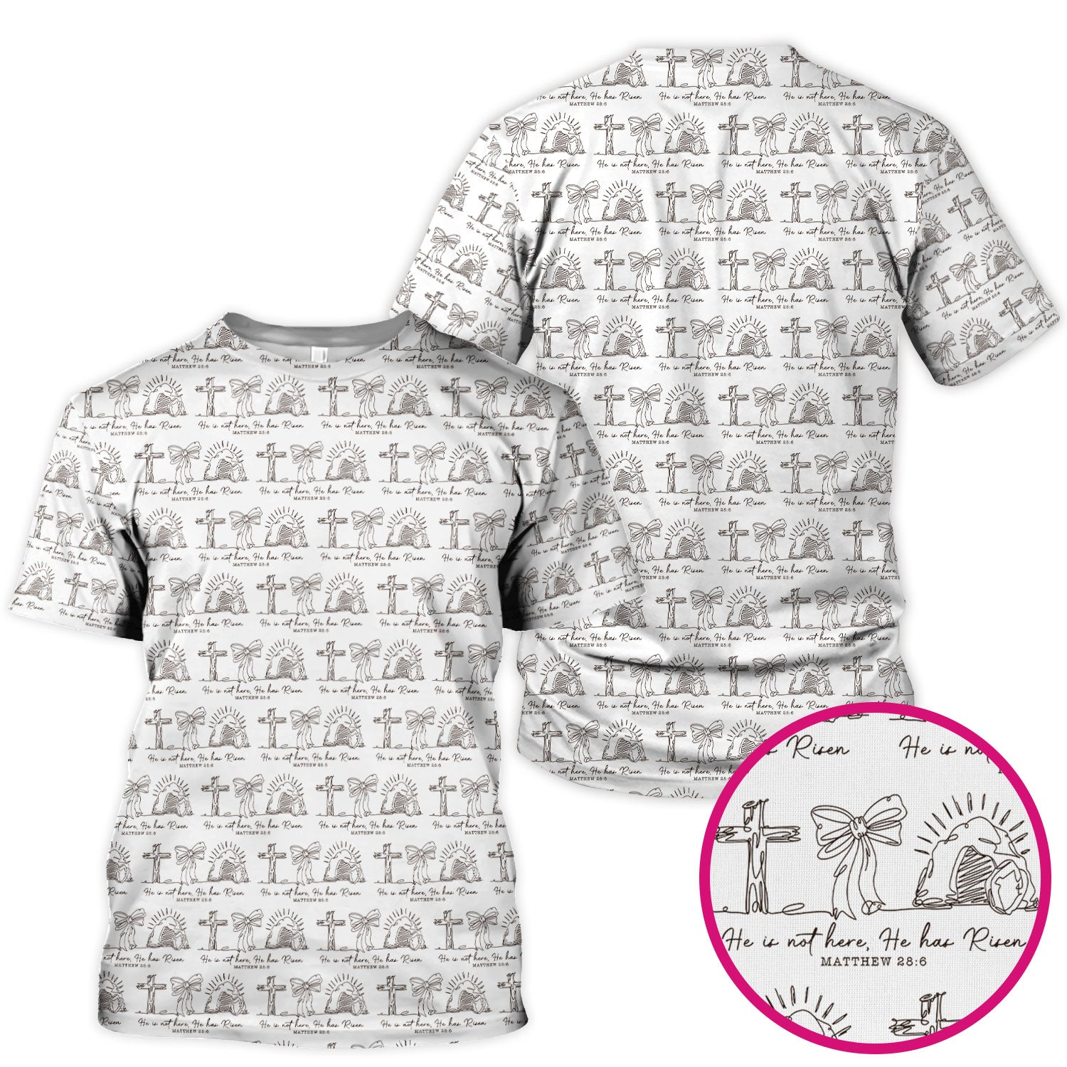 Christian Cross He Is Risen Pattern Scrubs Top, Comfortable Scrubs for Nurses