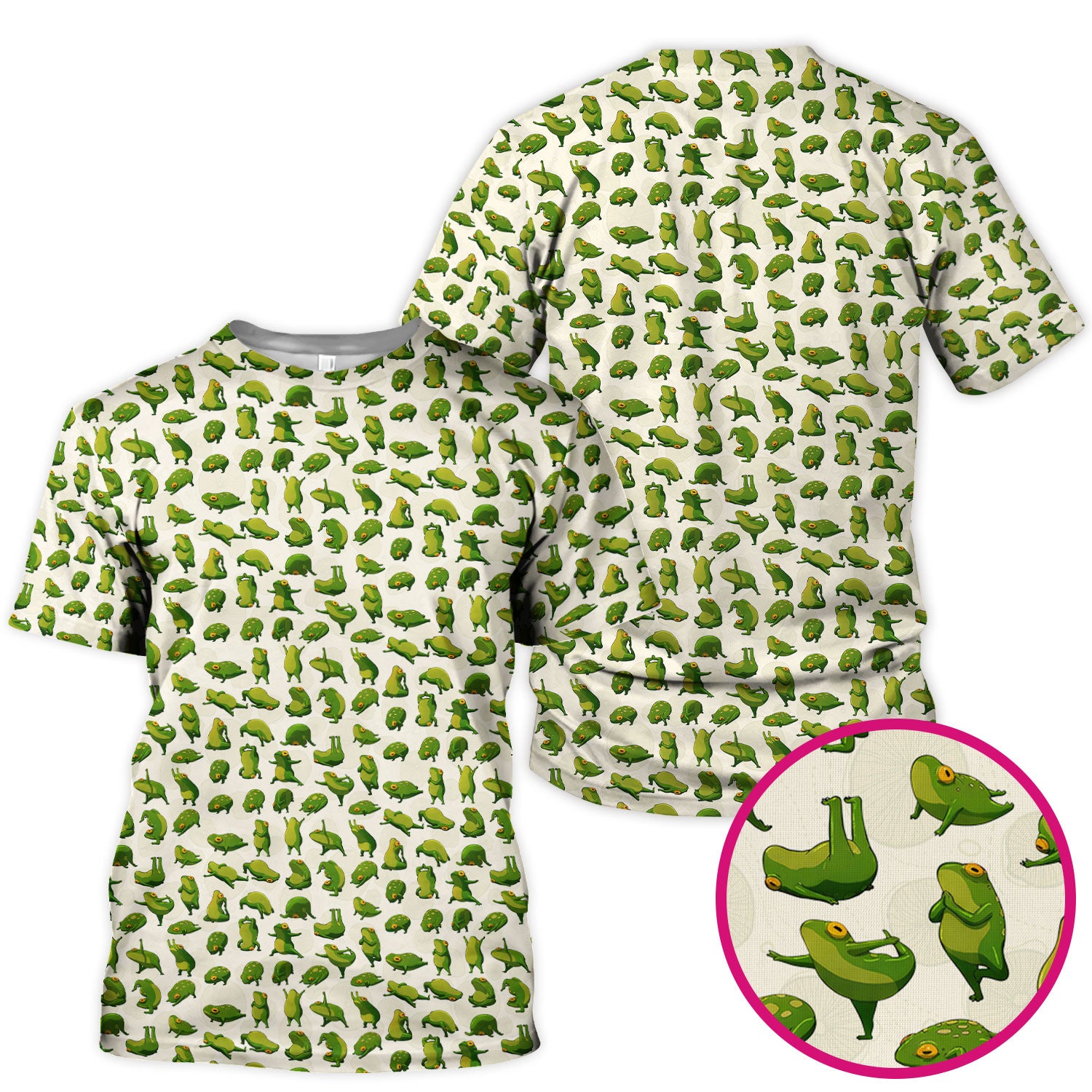 Cute Frog Cartoon Pattern Scrub Top, Comfortable Scrubs for Nurses