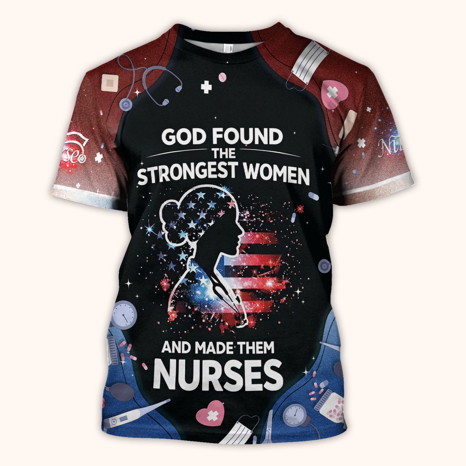 God Found the Strongest Women Nurse Scrub Top, Breathable Fabrics Nursing Uniform