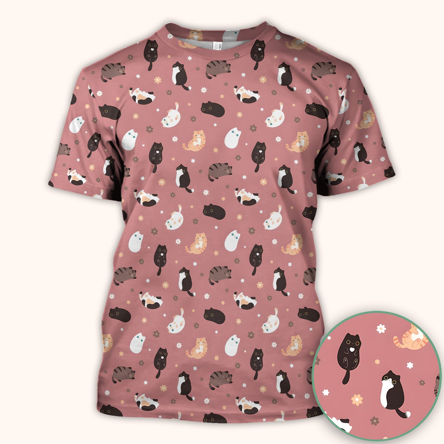 Adorable Kitty Nurse Pattern Scrub Top, Comfortable Scrubs for Nurses