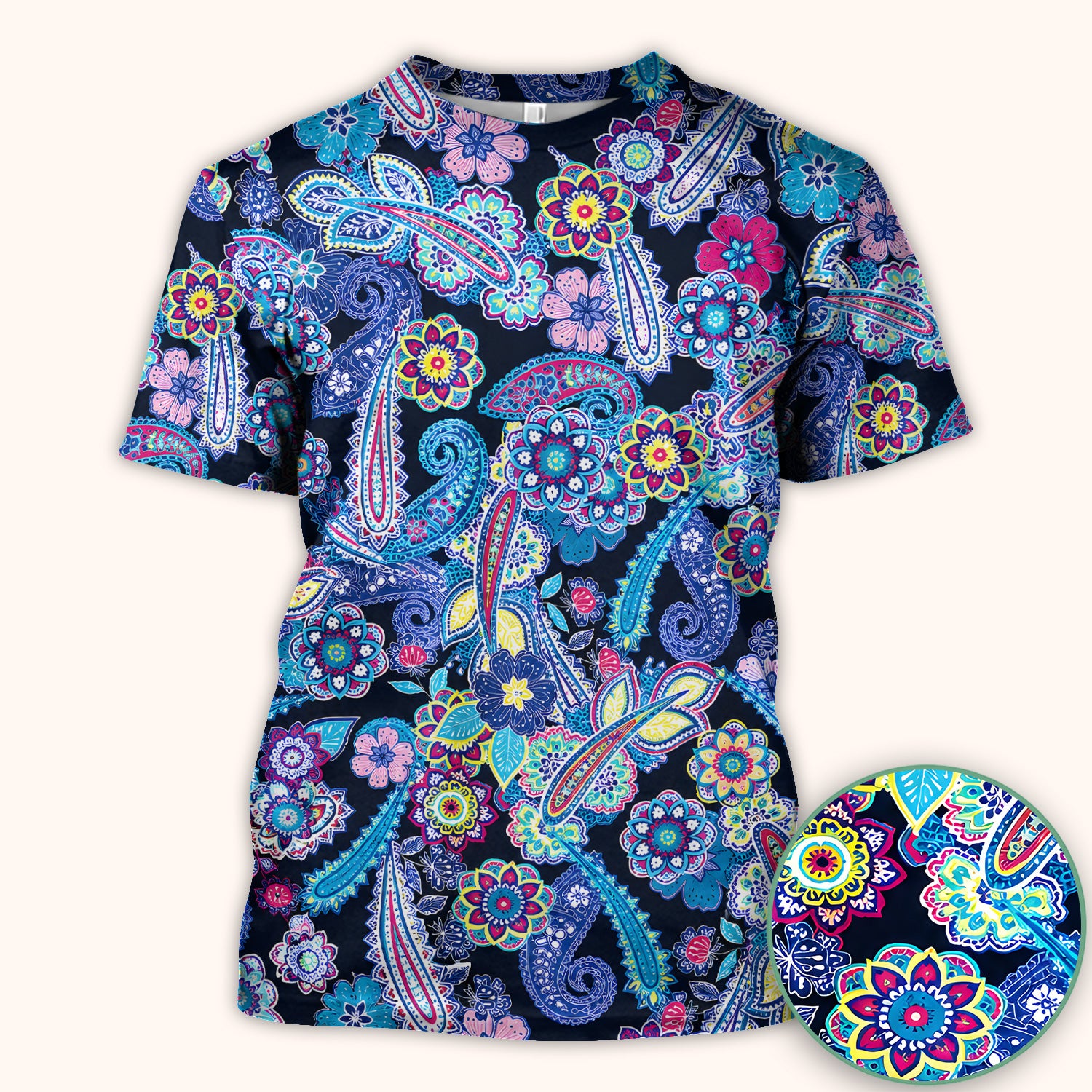 Vibrant Paisley Floral Nurse Scrub Top for RN, CNA, Healthcare Workers, Boho Uniform