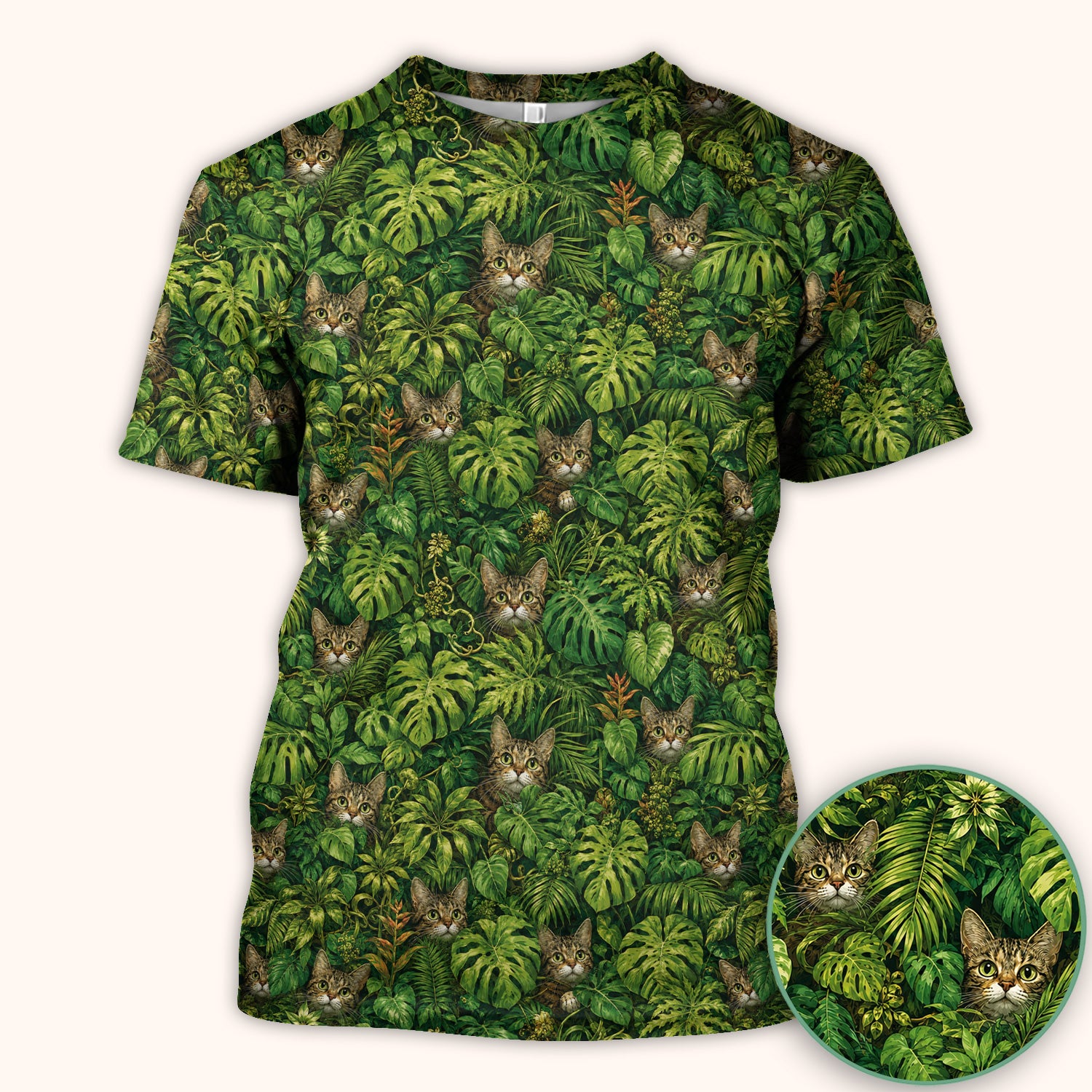 Hidden Jungle Cat Veterinary Nurse Pattern Scrub Top, Comfortable Scrubs for Nurses