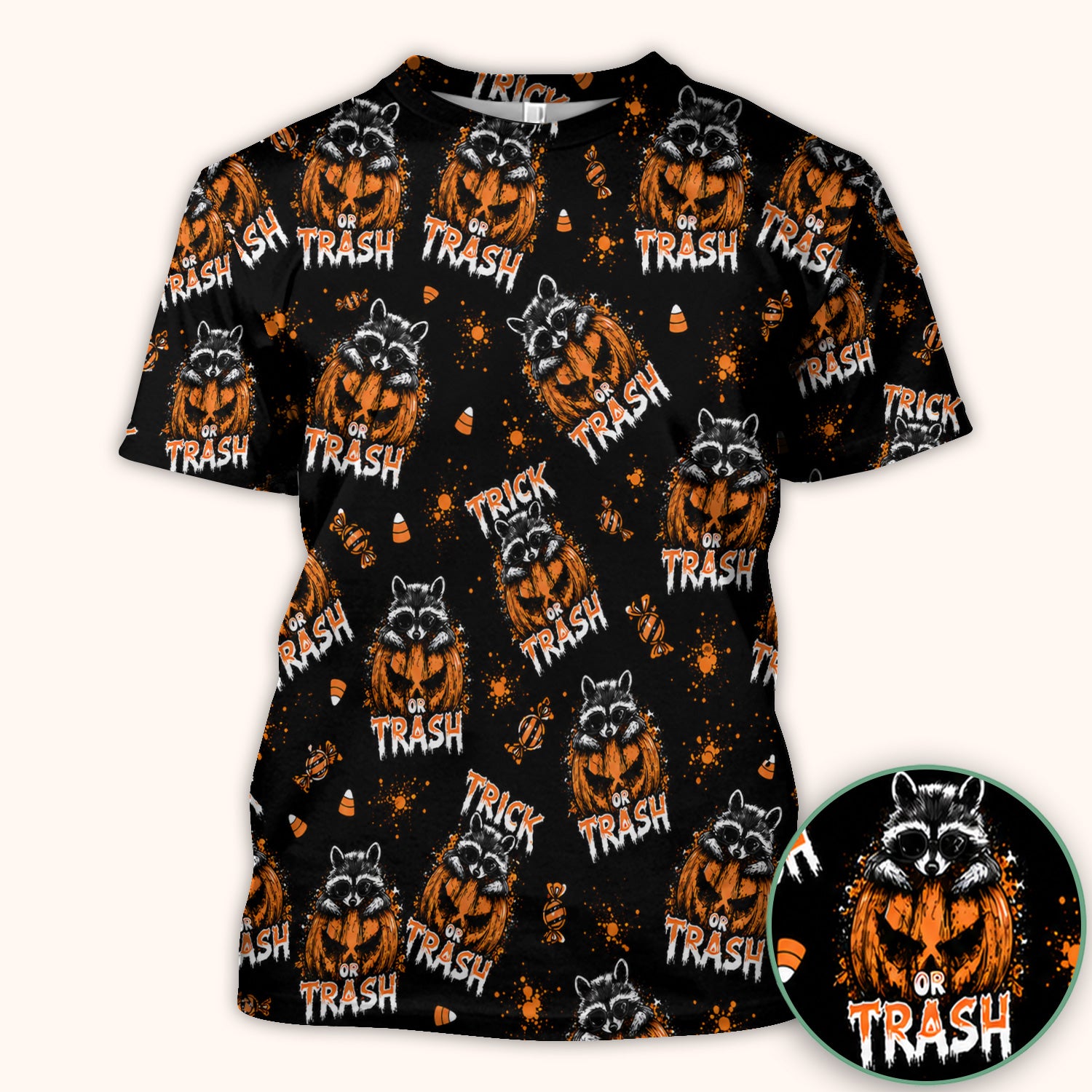 Funny Halloween Trick Or Trash Raccoon Scrub Top, Comfortable Scrubs for Nurses