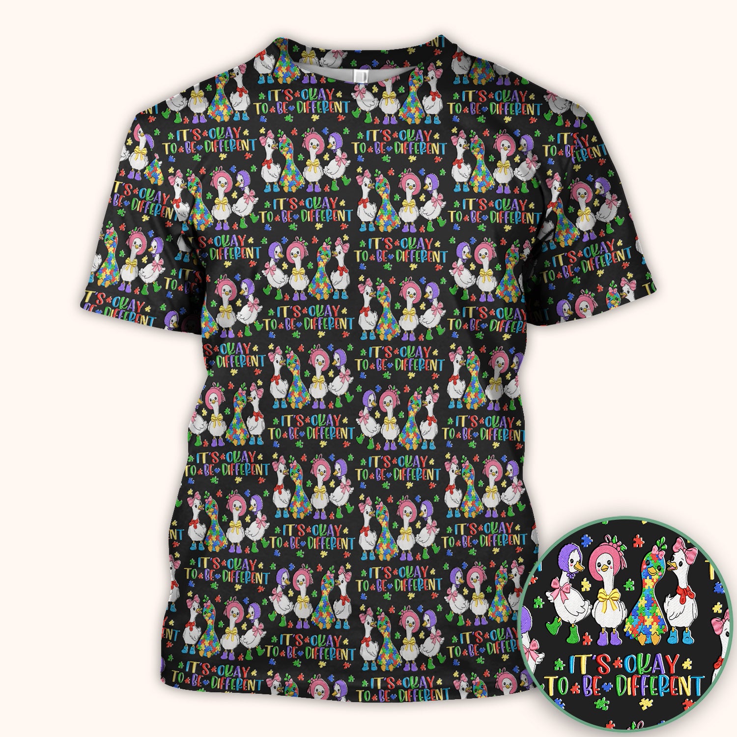 It’s Okay To Be Different Duck Pattern Scrub Top, Comfortable Scrubs For Nurses